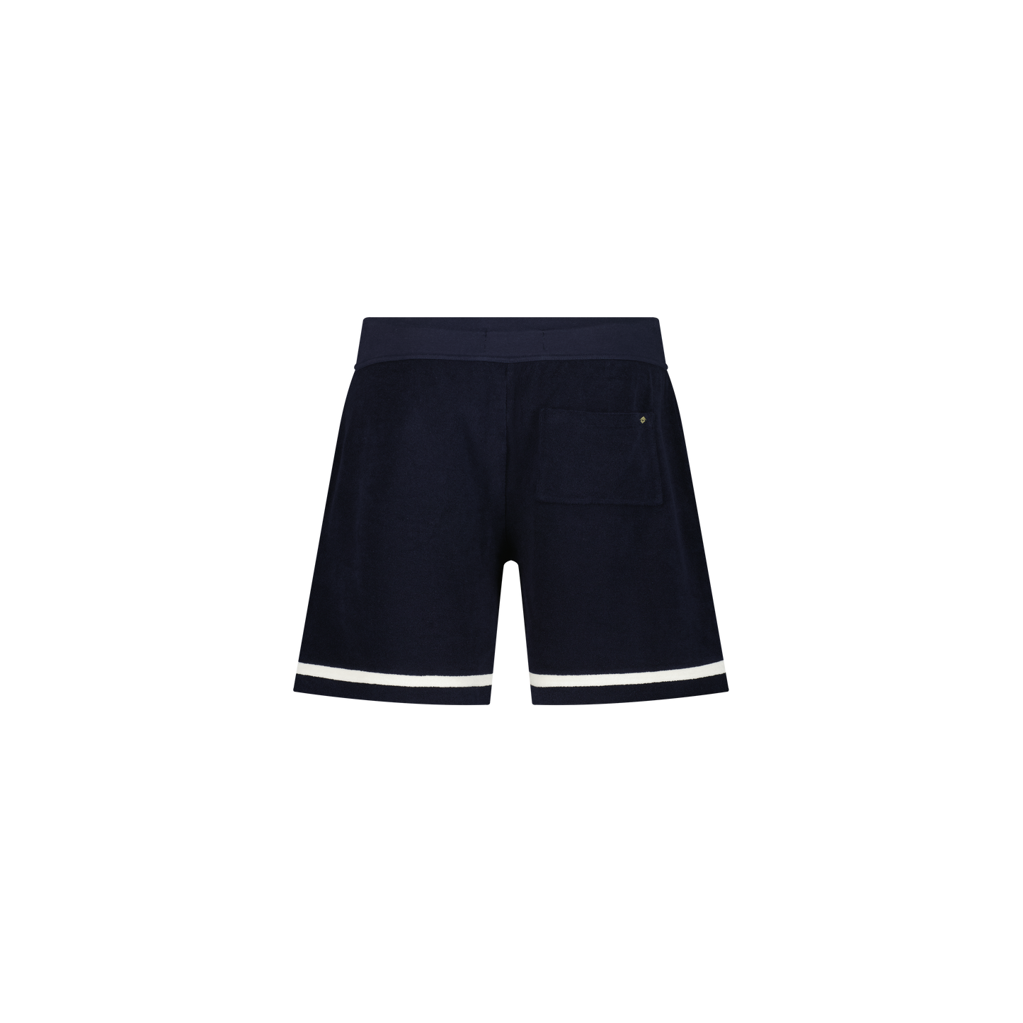 Navy Terrycloth Shorts with Ecru stripes