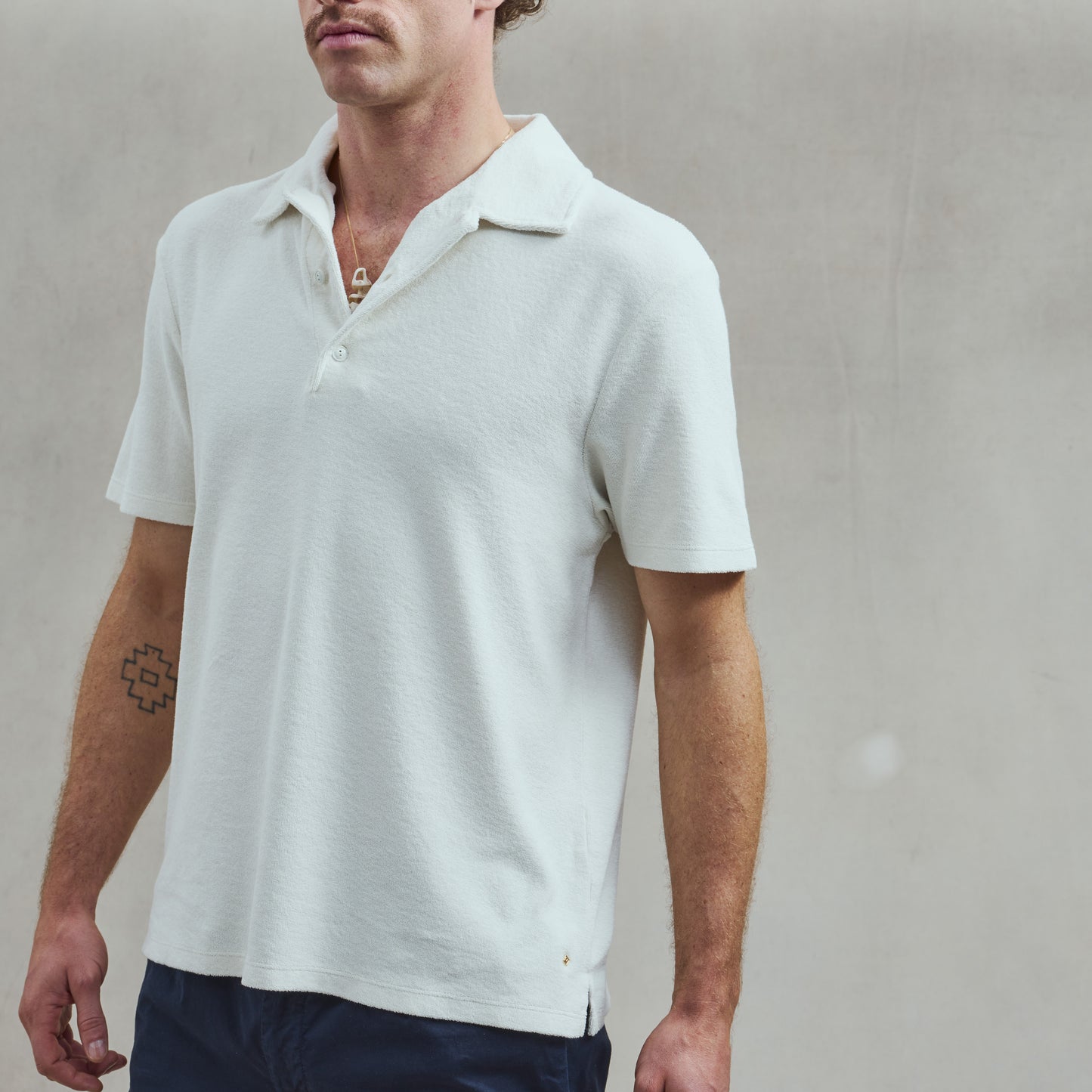 Polo Éponge à Bouton Ecru