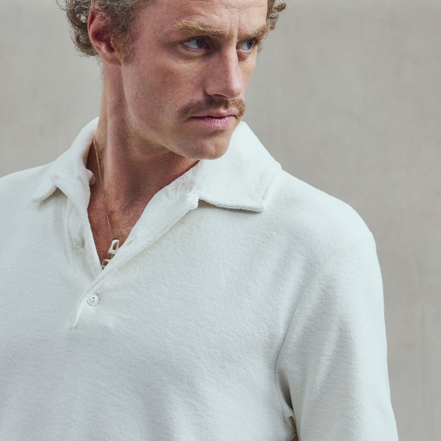 Polo Éponge à Bouton Ecru
