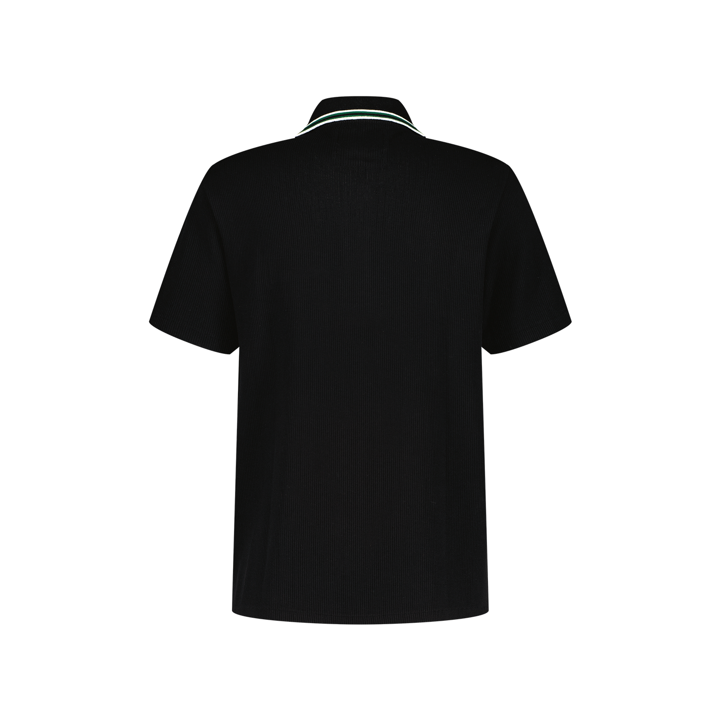 Black Knitted Collar Polo Shirt