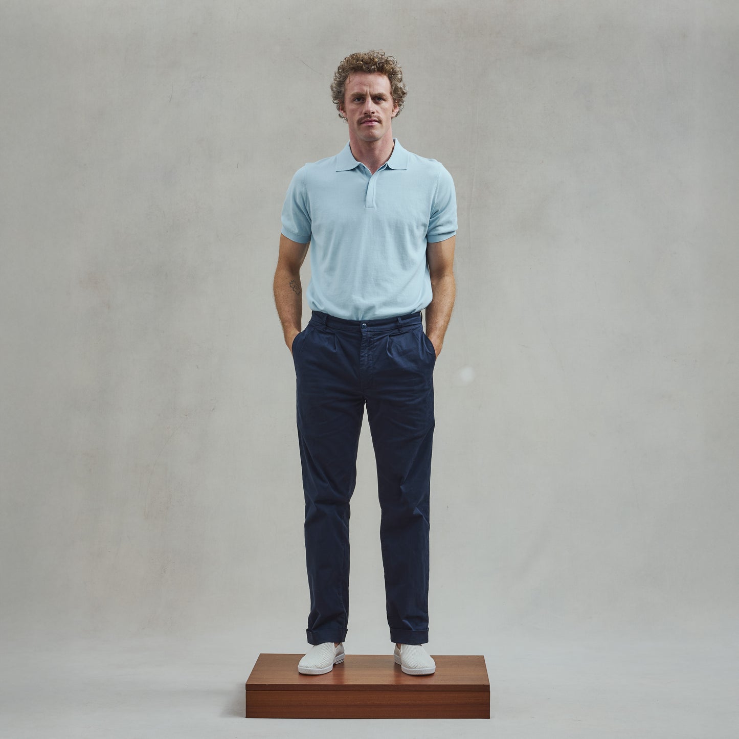 Polo Classique en Maille Bleu Ciel