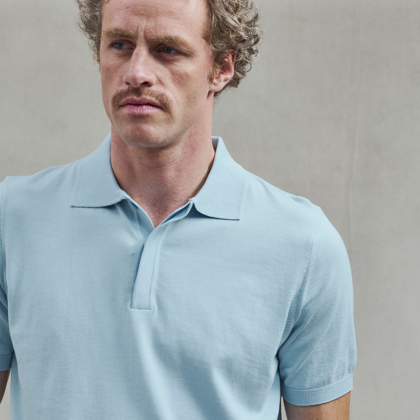 Polo Classique en Maille Bleu Ciel