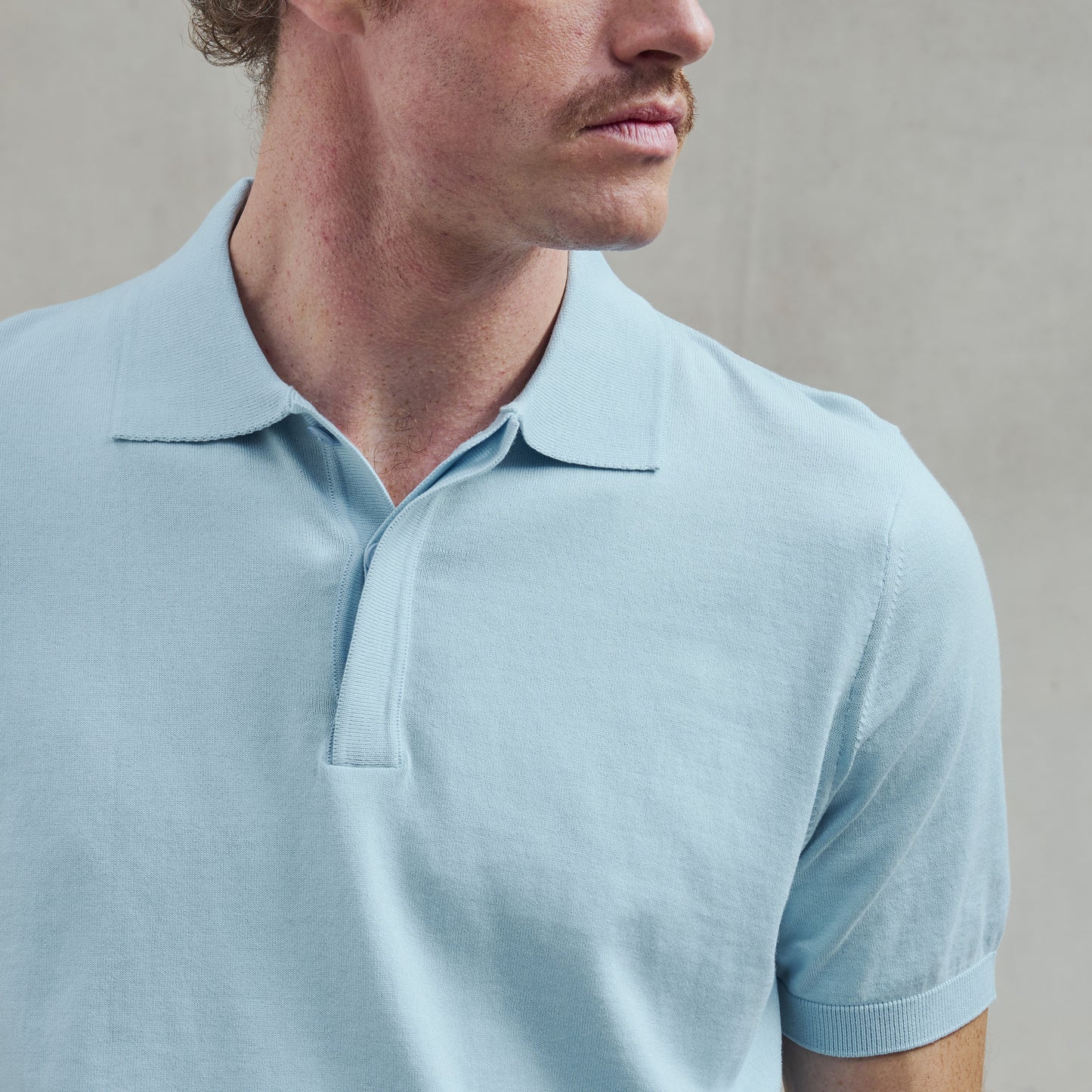 Polo Classique en Maille Bleu Ciel