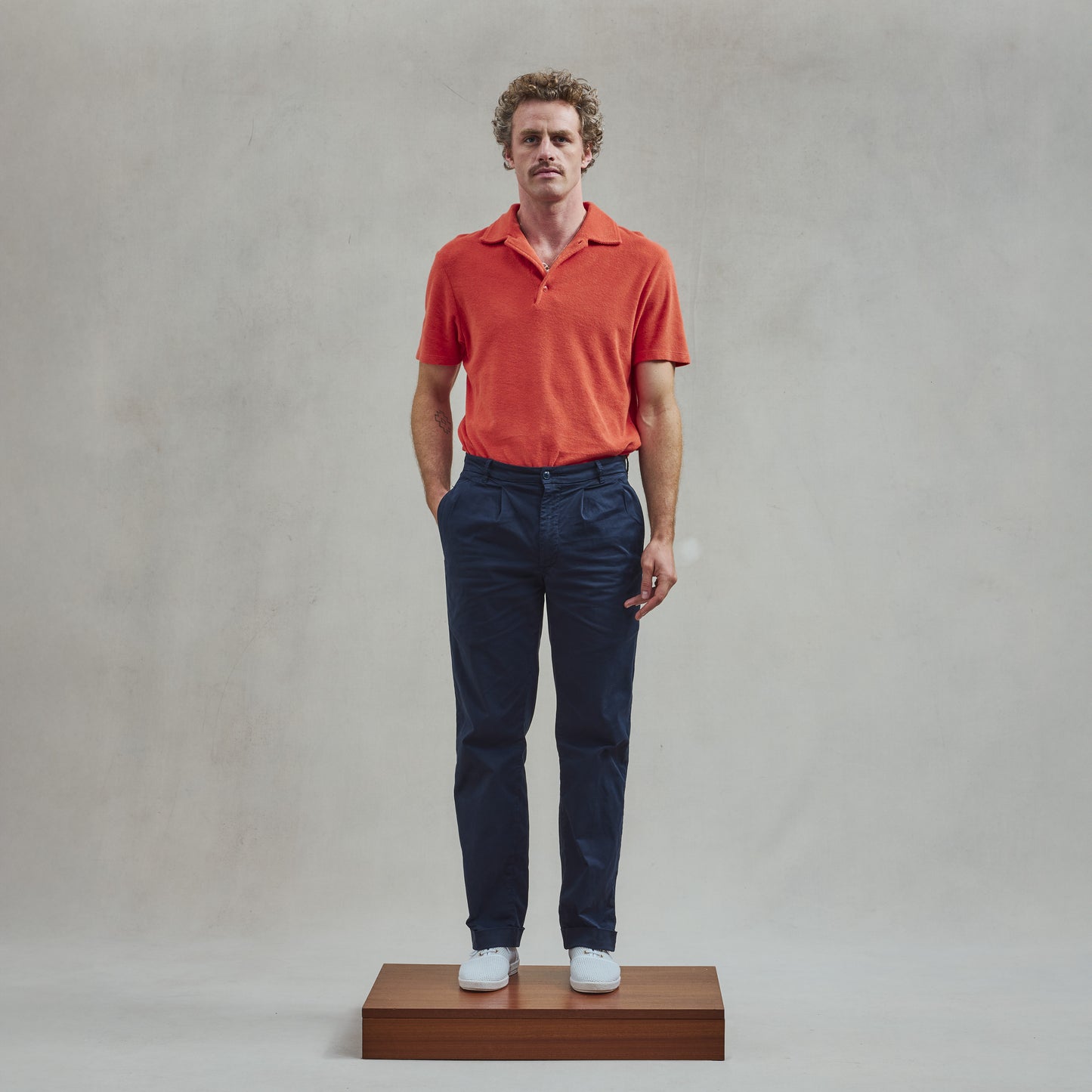Polo à Bouton Orange en éponge