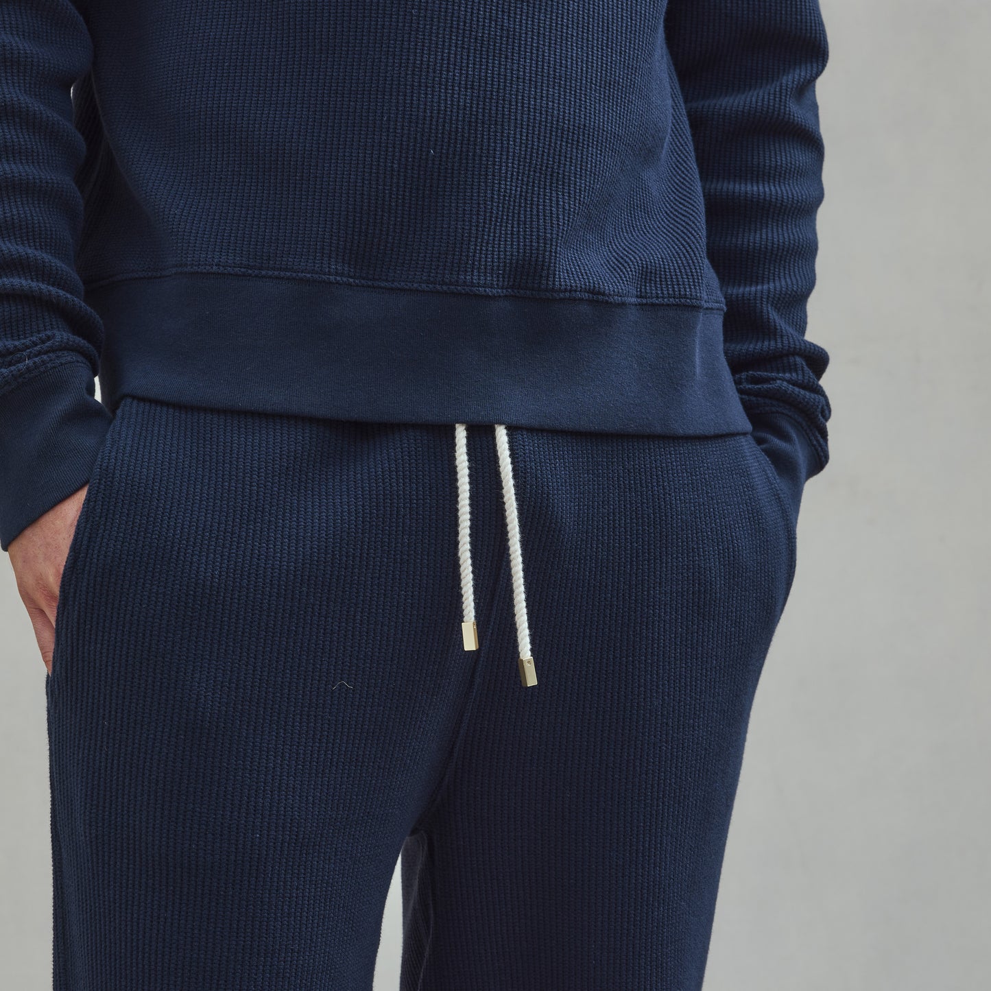 Pantalon en Maille Interlock Marine