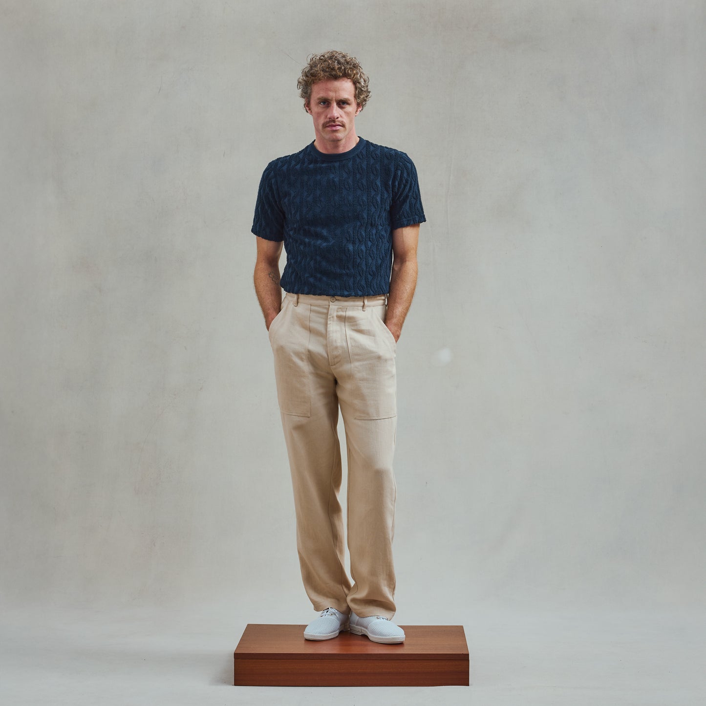 Navy Fancy Terrycloth T-Shirt