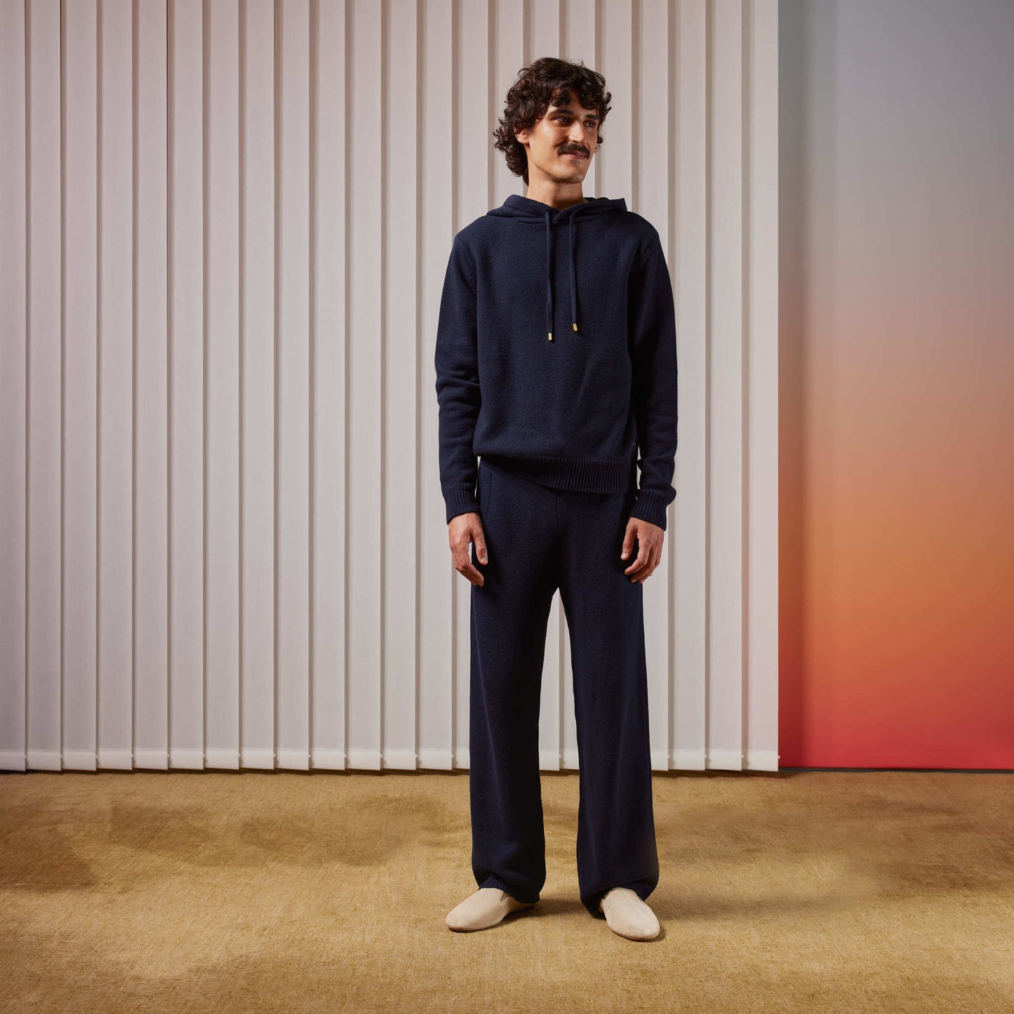 Navy Straight Knit Pants