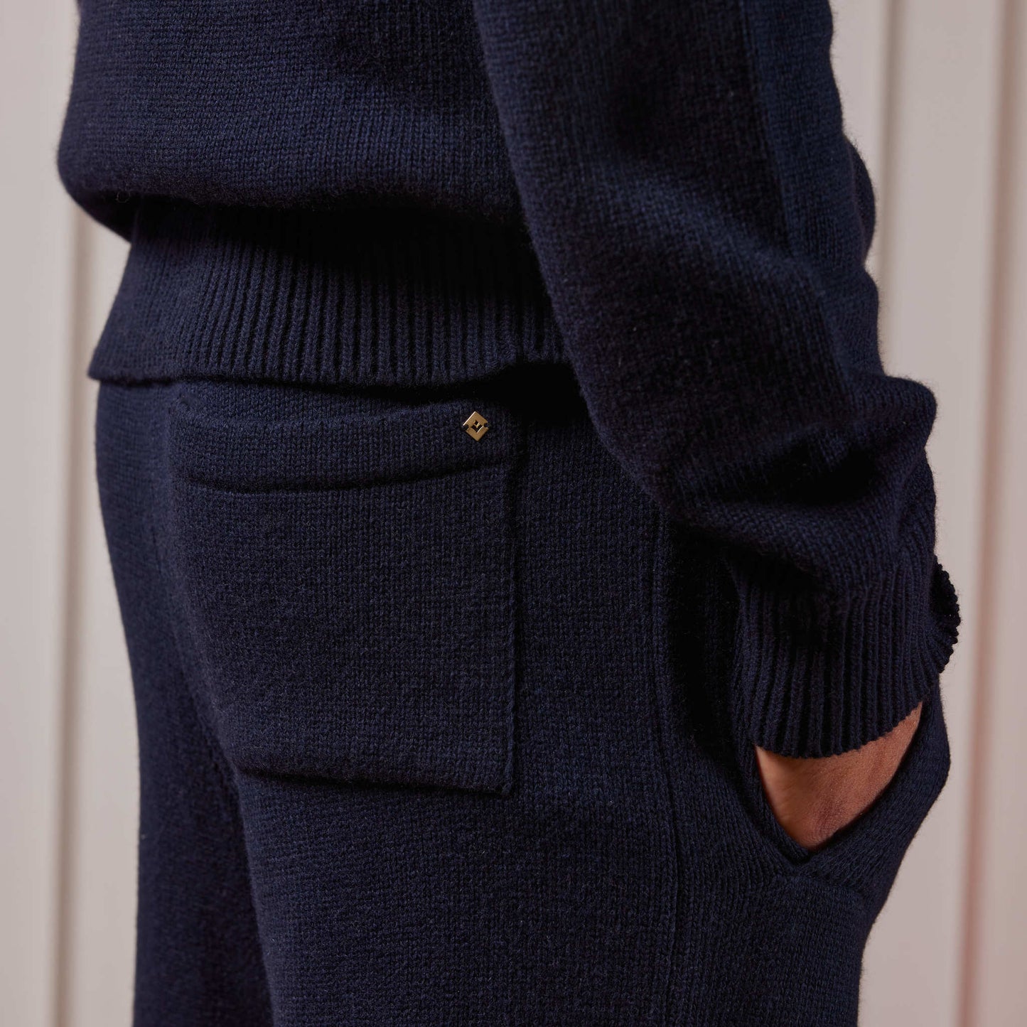 Navy Straight Knit Pants
