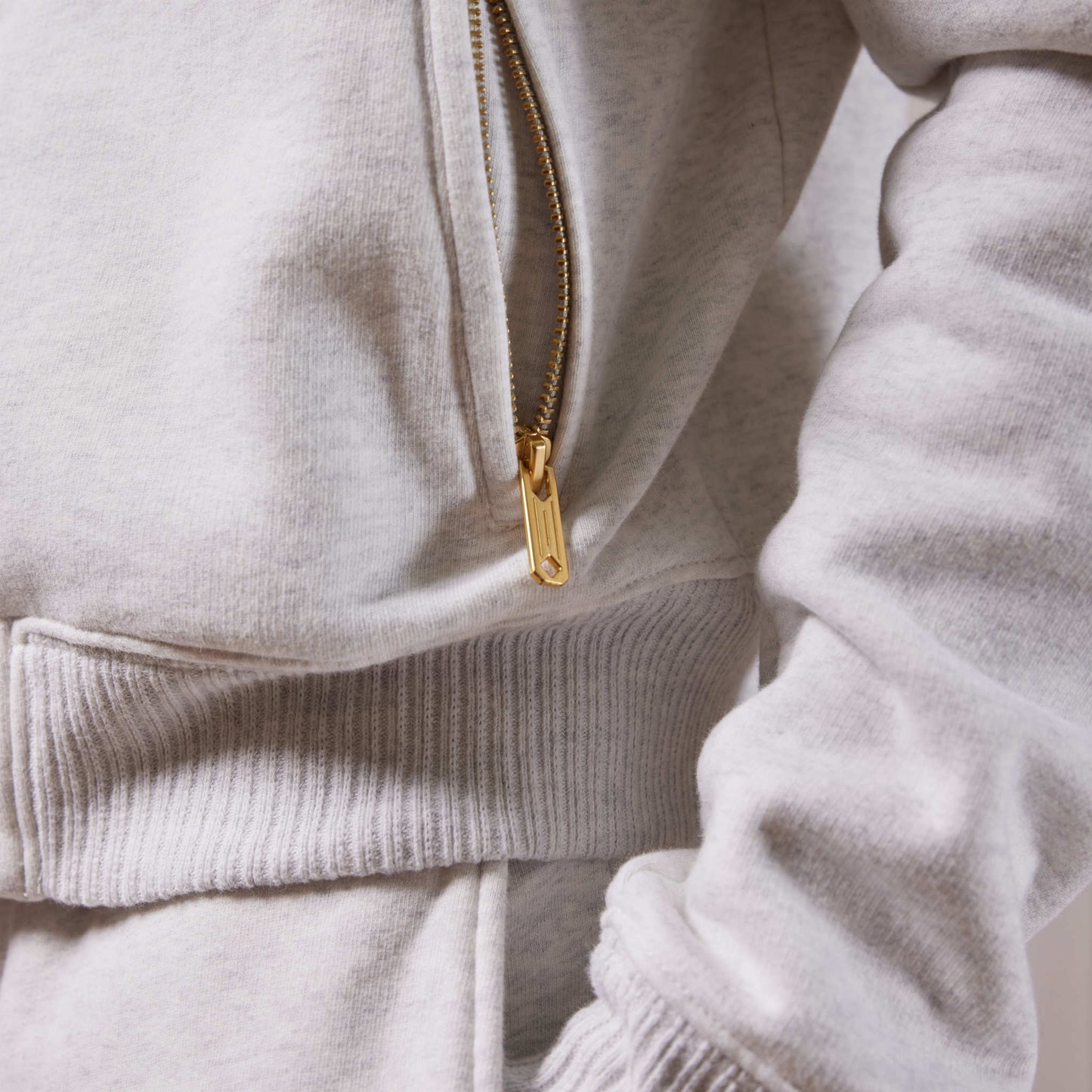 Grey Mottled Zipped Sweatshirt