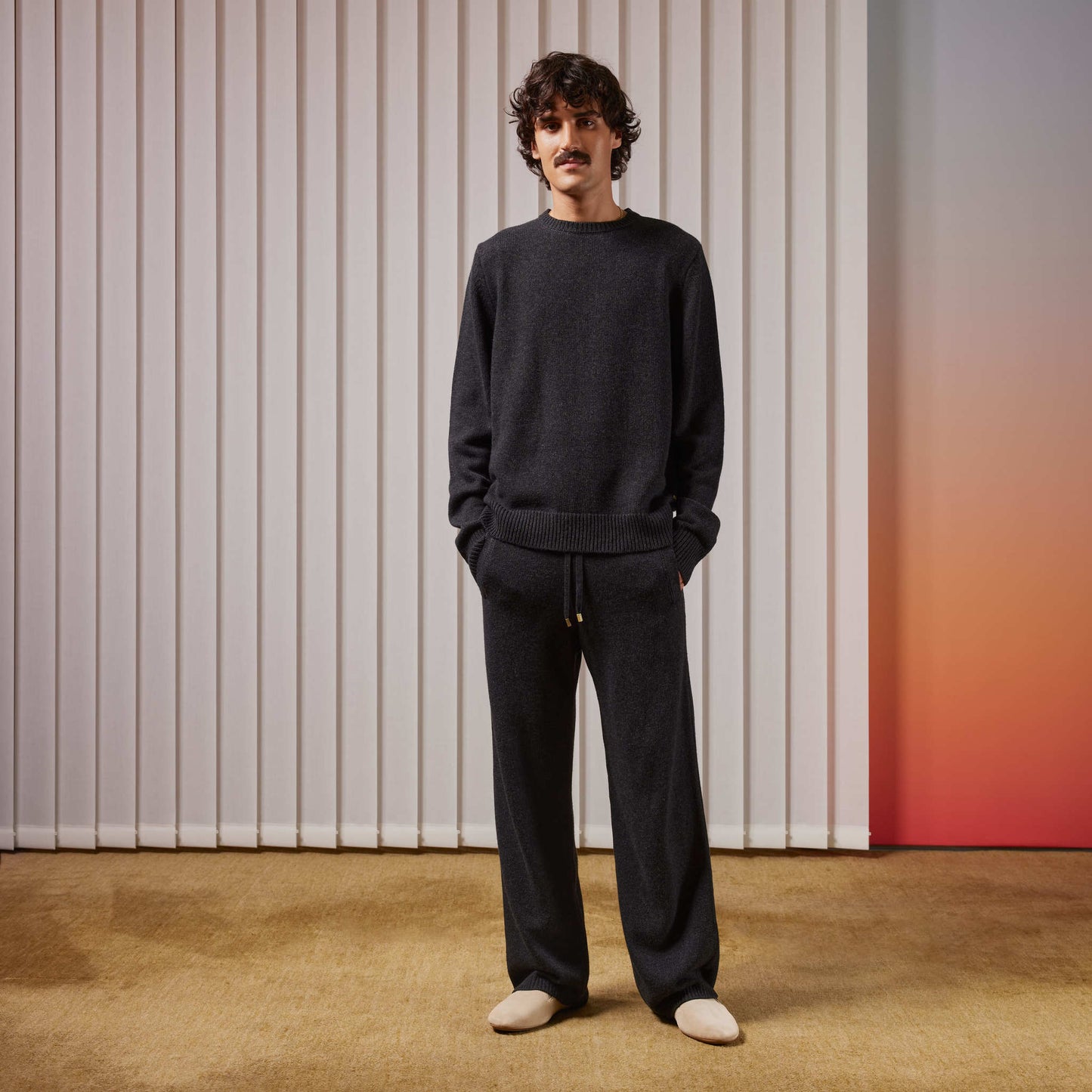 Anthracite Straight Knit Pants