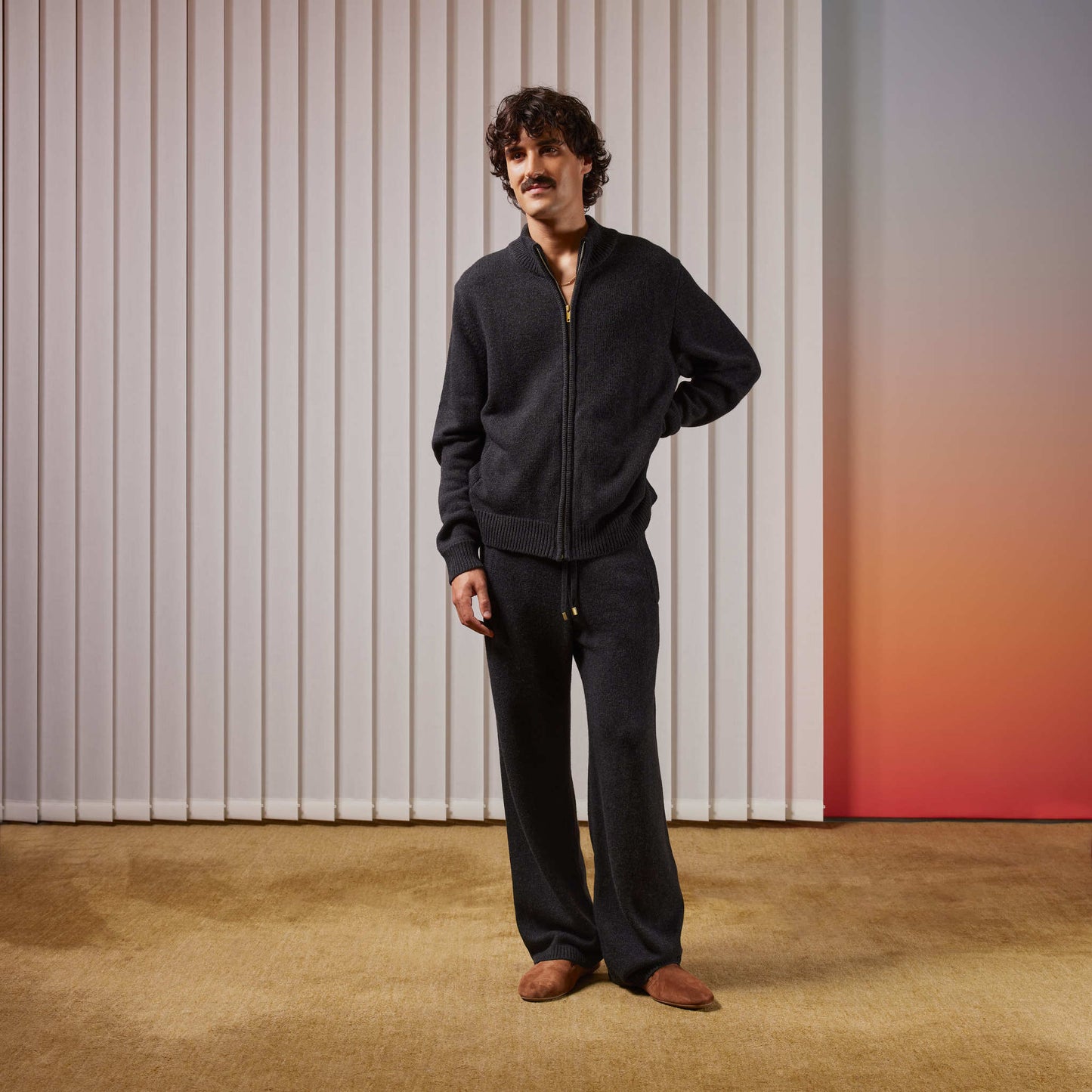 Anthracite Straight Knit Pants