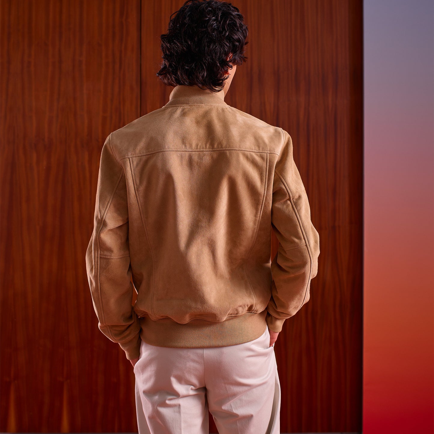 Blouson Cuir Zippé Beige