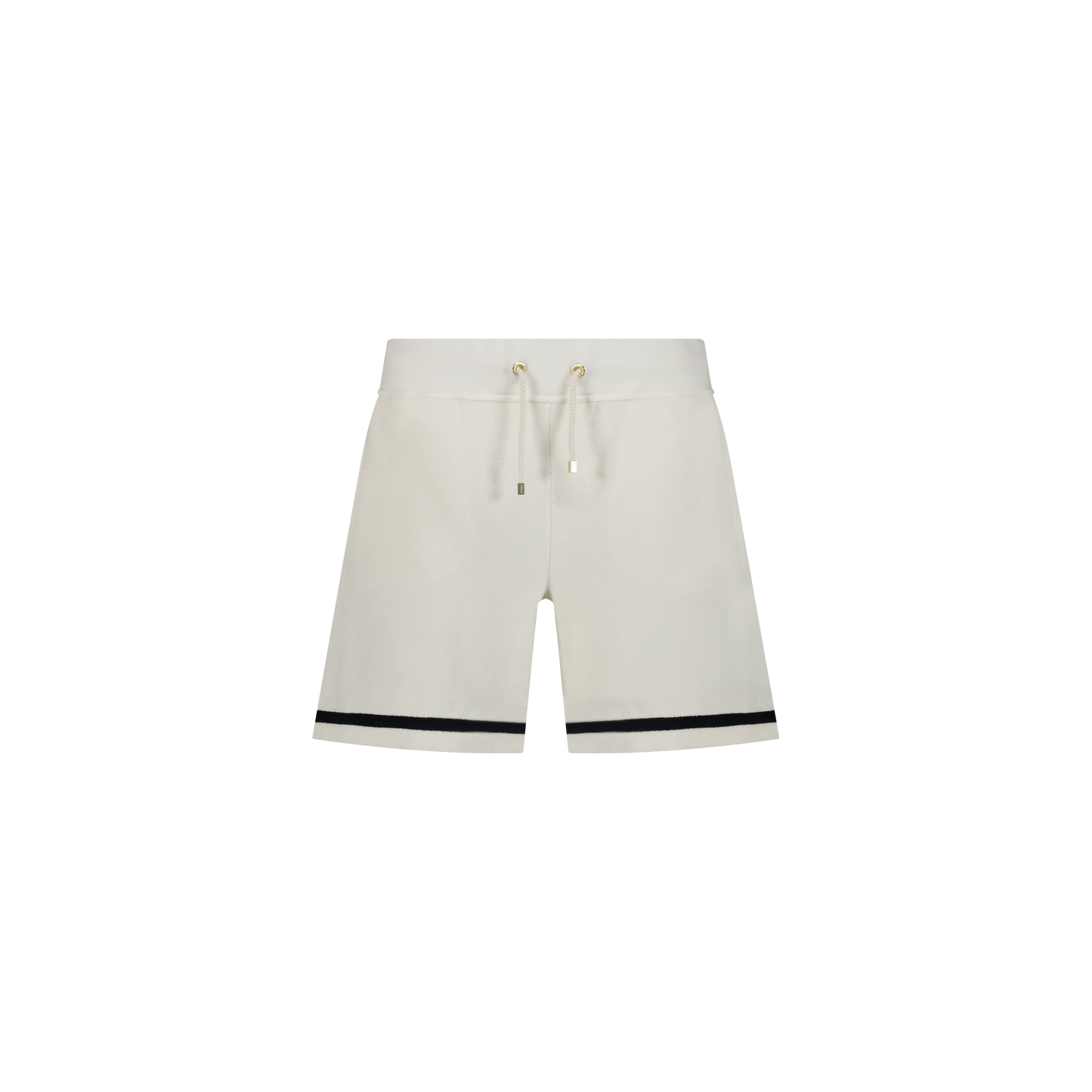 Ecru Terrycloth Shorts with Navy stripes