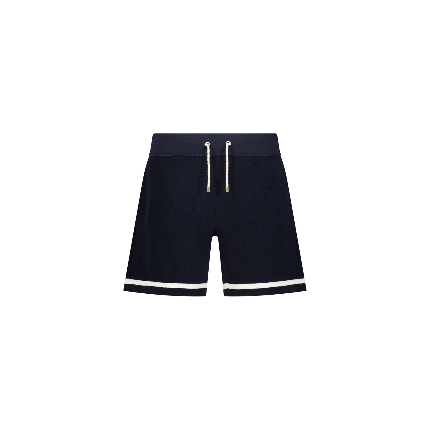Navy Terrycloth Shorts with Ecru stripes