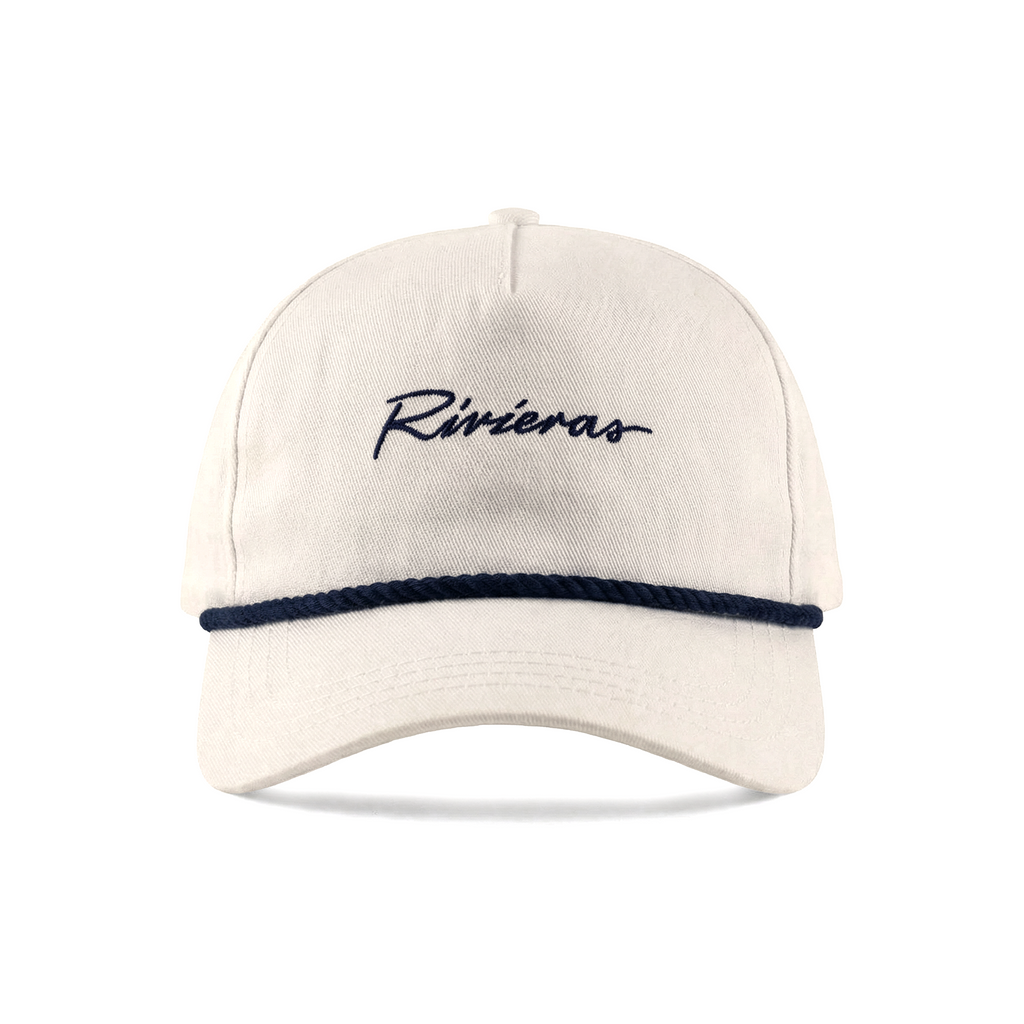 Casquette en sergé de coton avec broderie et corde