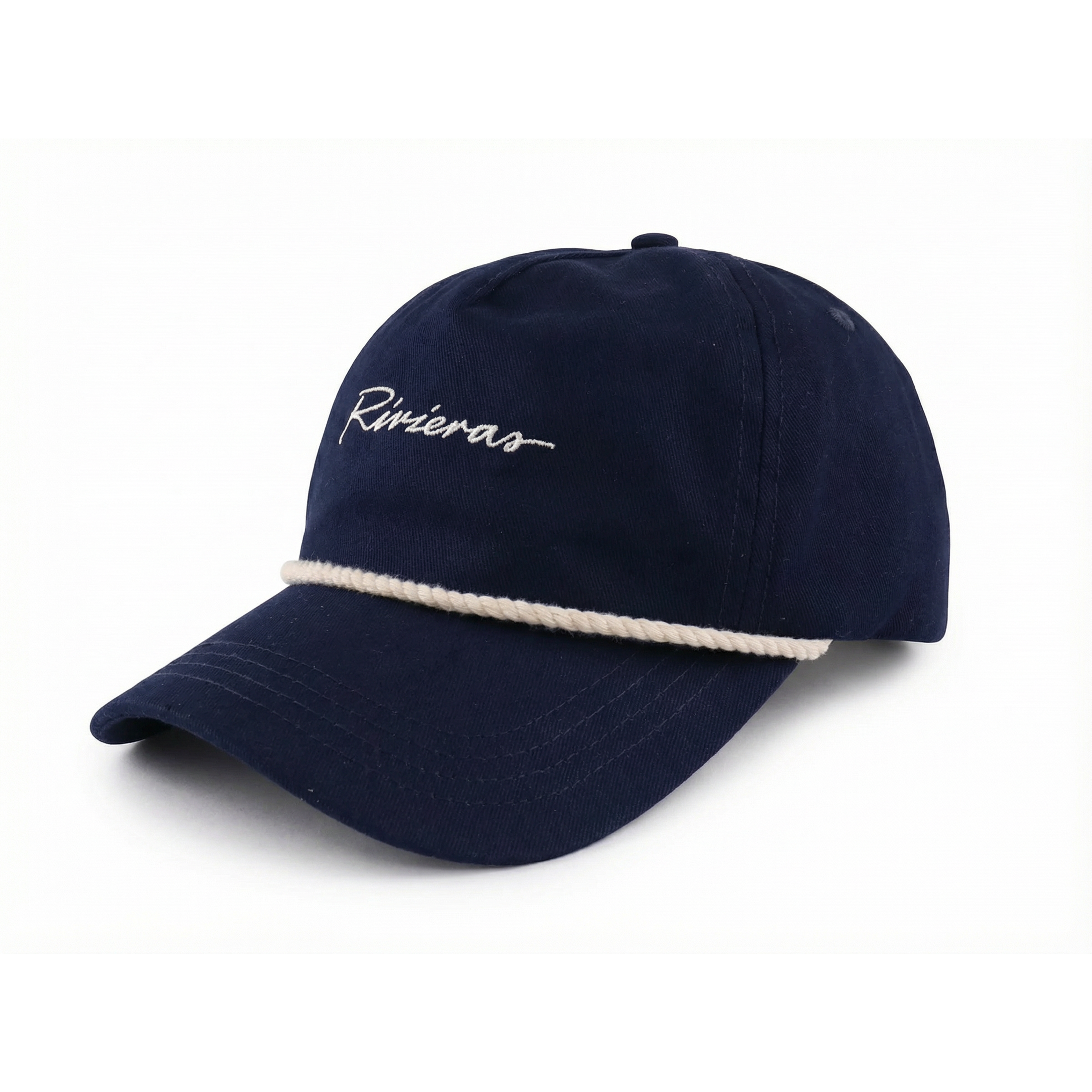 Casquette en sergé de coton avec broderie et corde