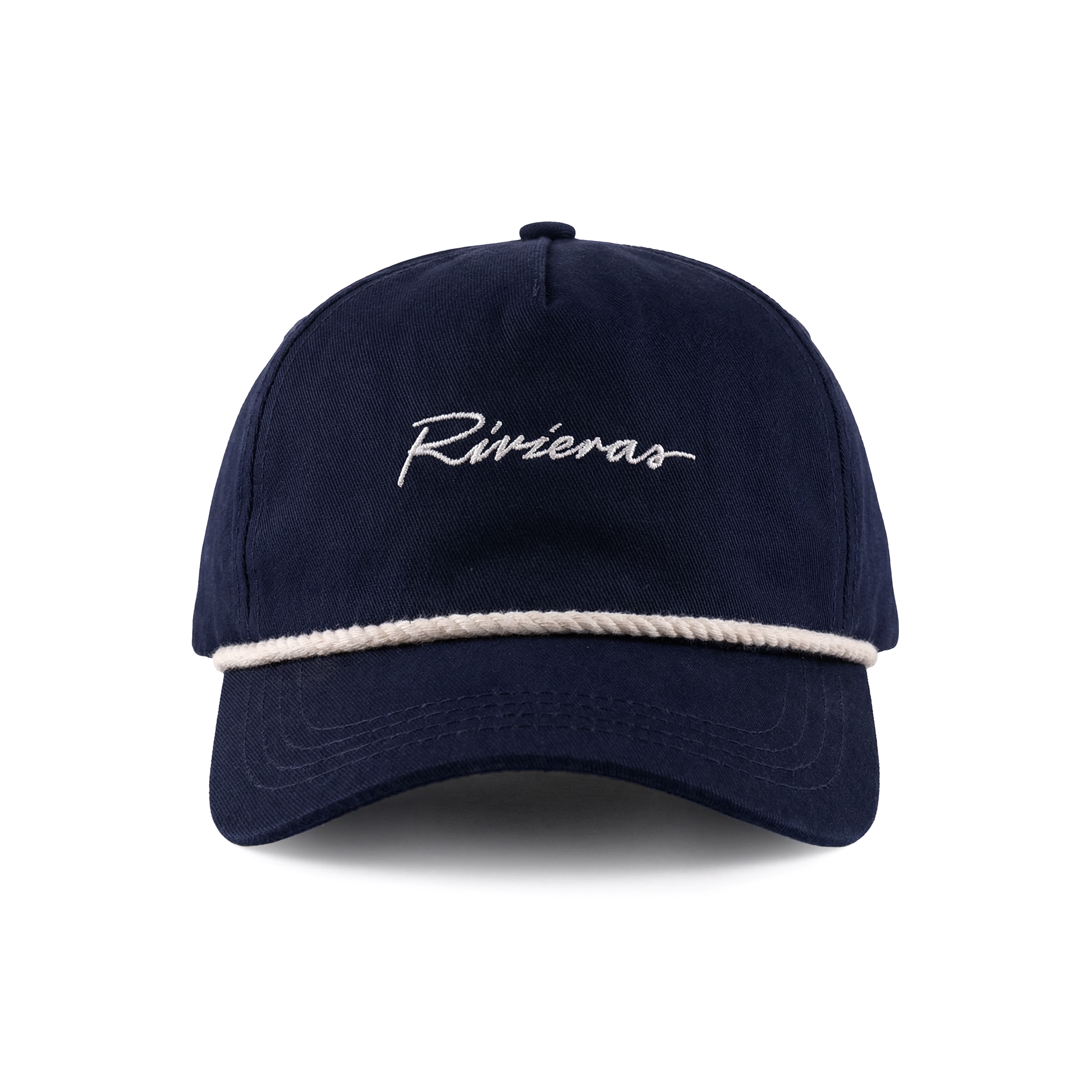 Casquette en sergé de coton avec broderie et corde