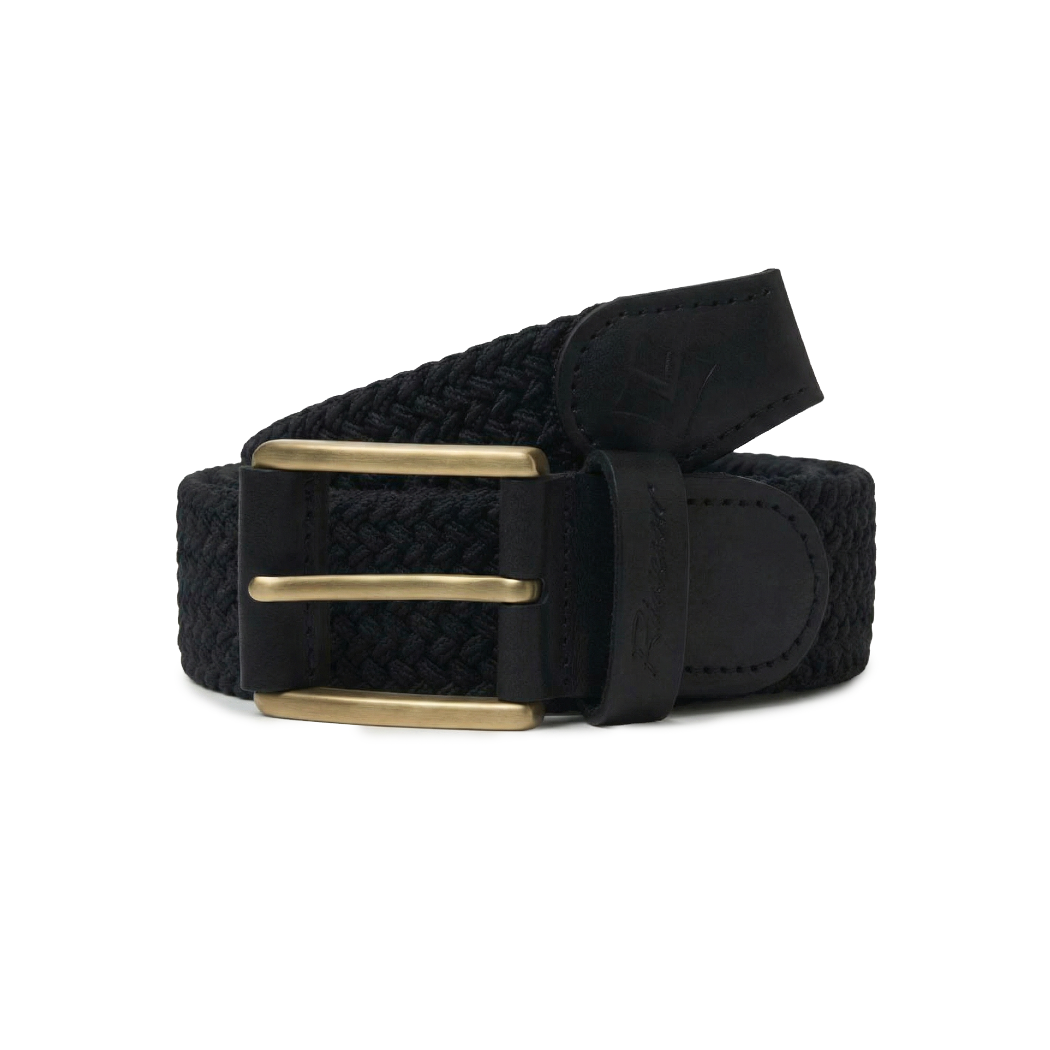 Ceinture tressée avec détails en cuir et boucle dorée