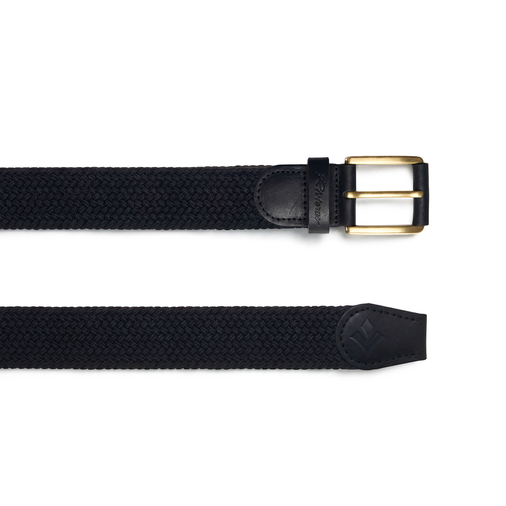 Ceinture tressée avec détails en cuir et boucle dorée