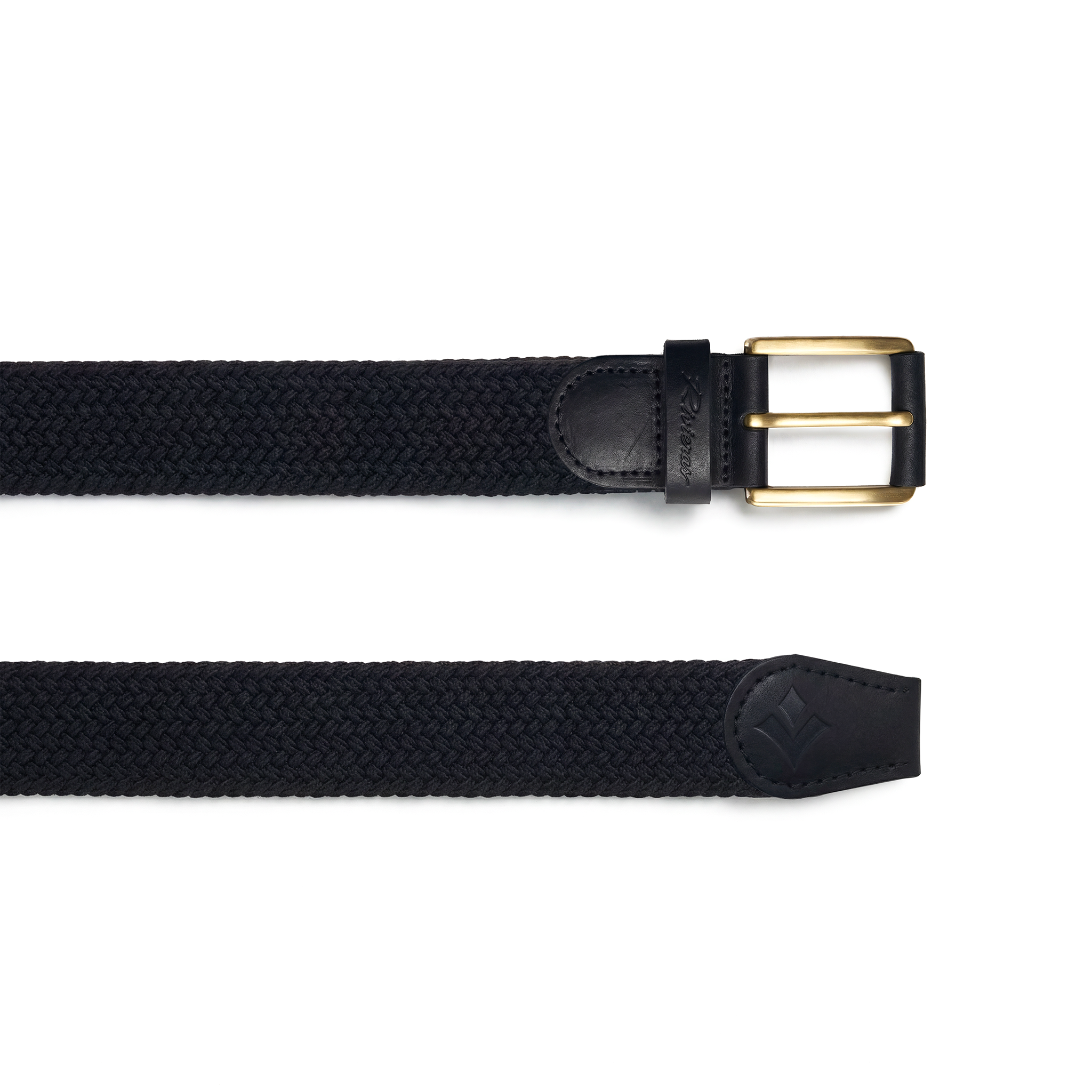 Ceinture tressée avec détails en cuir et boucle dorée
