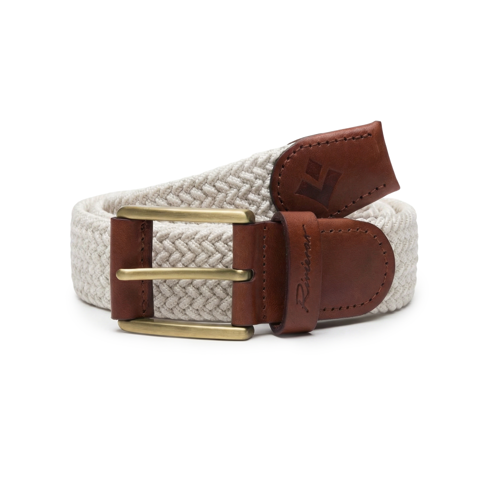 Ceinture tressée avec détails en cuir et boucle dorée