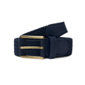 Braided belt with leather details and gold buckle Navy