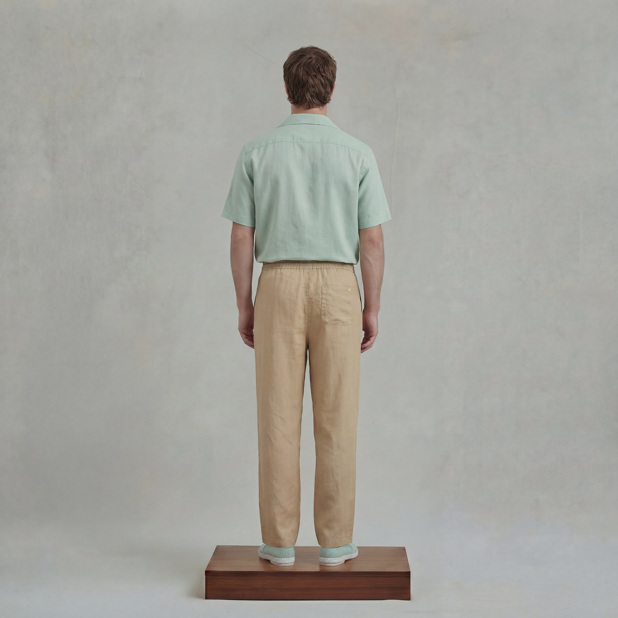 Beige linen Pants with Drawstring