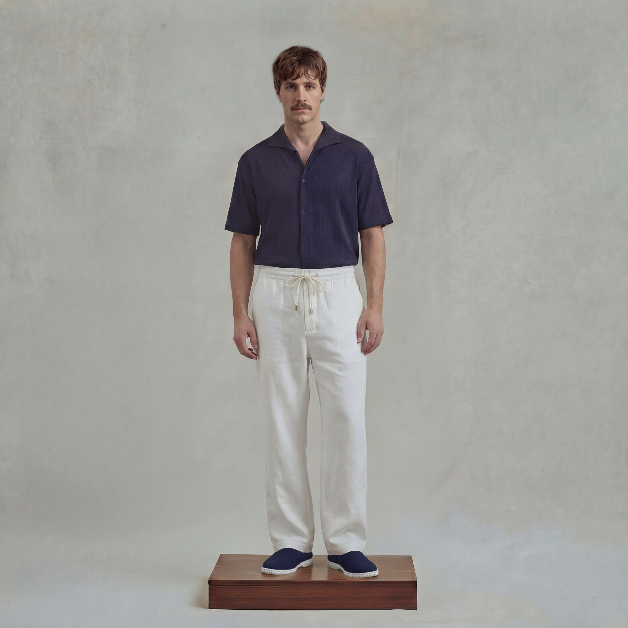 White linen Pants with Drawstring