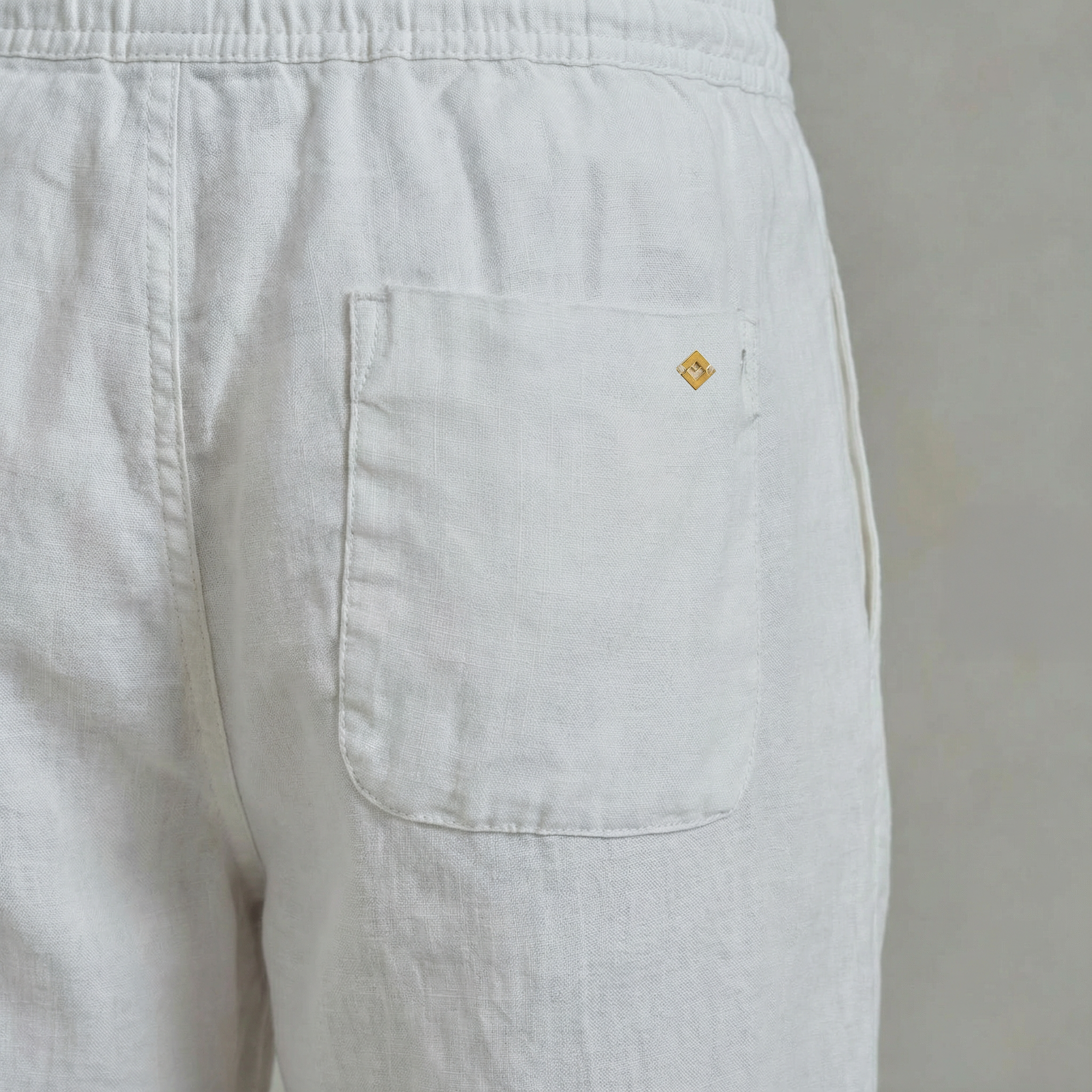 White linen Pants with Drawstring