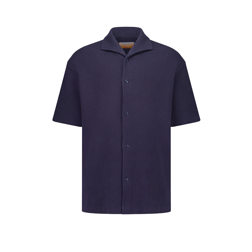 Chemise en tricot nid d'abeille avec col requin
