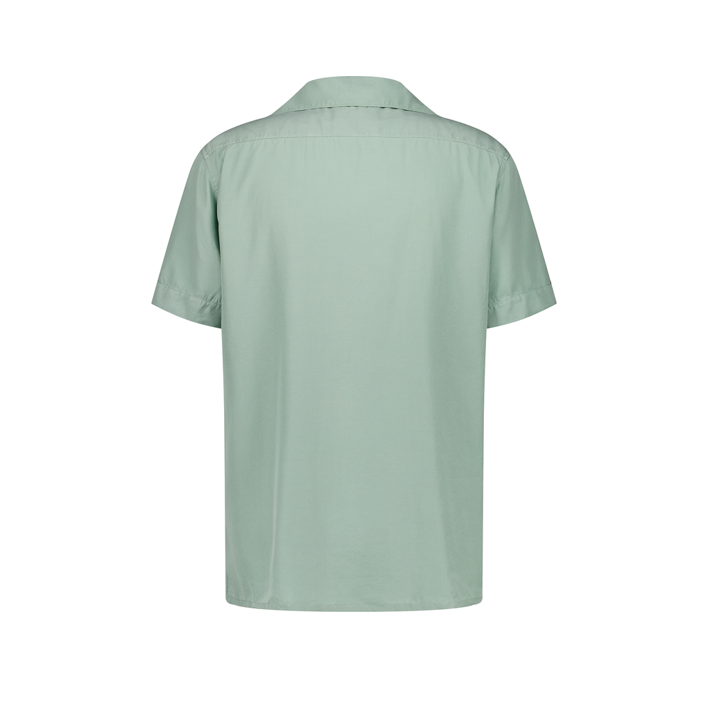 Short Sleeves Shirt in Tencel with Shark Collar and chest pocket