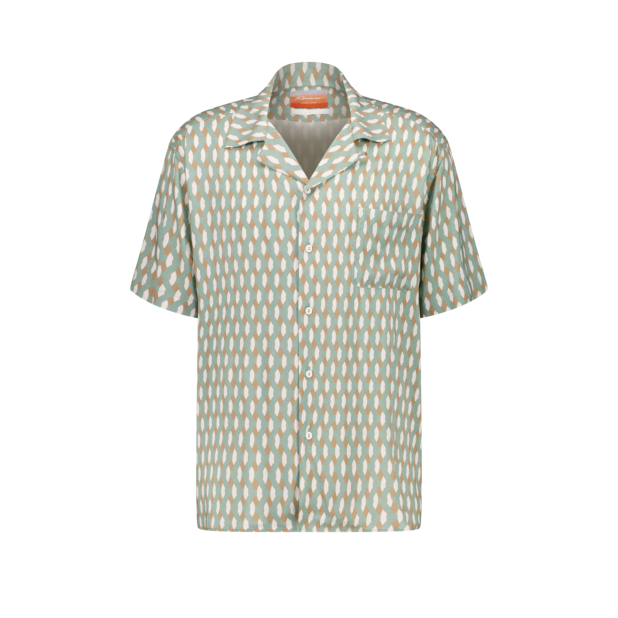 Printed Short Sleeves Lightweight Shirt with Hawaiian collar