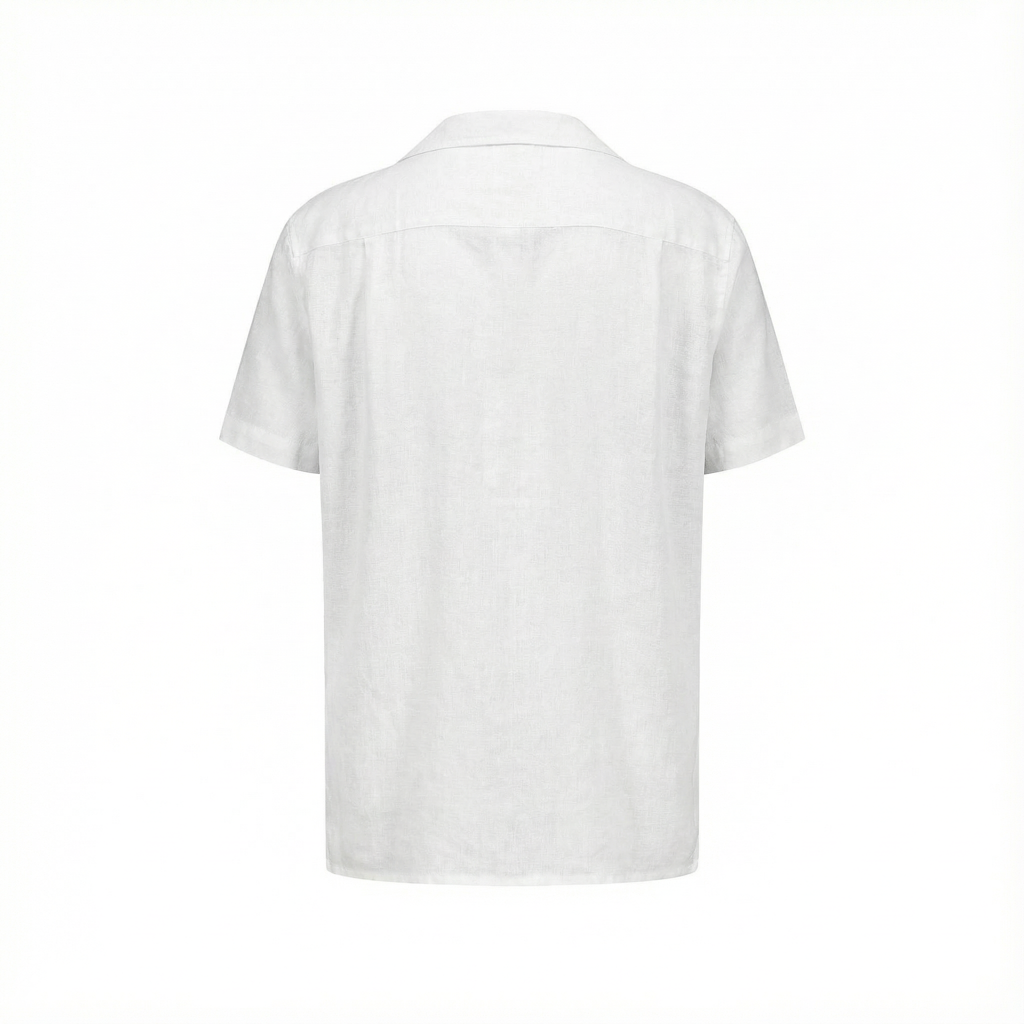 Short Sleeves Shirt in linen with Shark Collar and chest pocket
