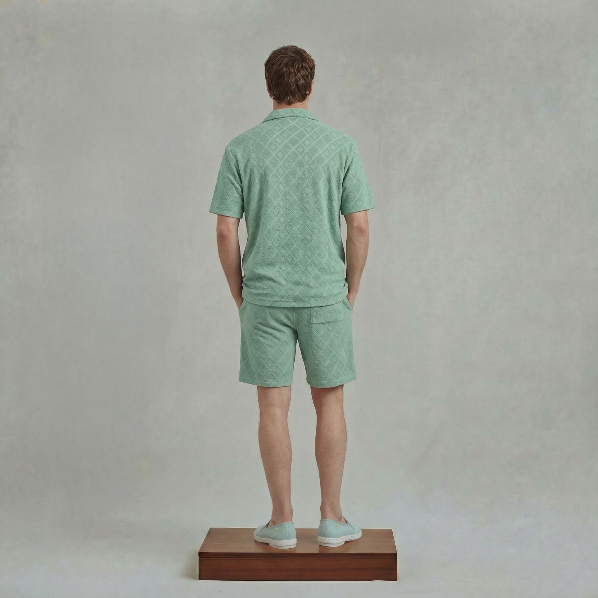 Short Sleeves Shirt in Fancy Jacquard Terry