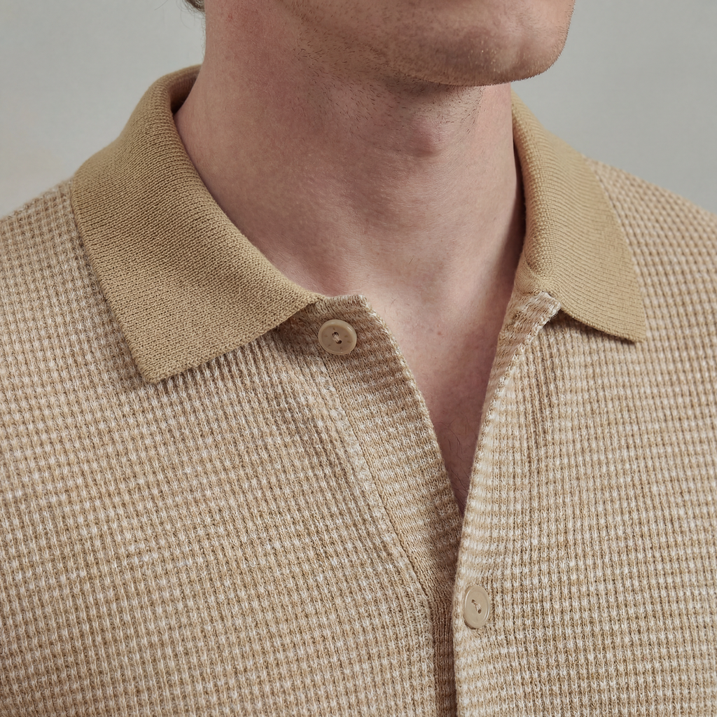 Chemise Manches Courtes Nid d'Abeille Bicolore