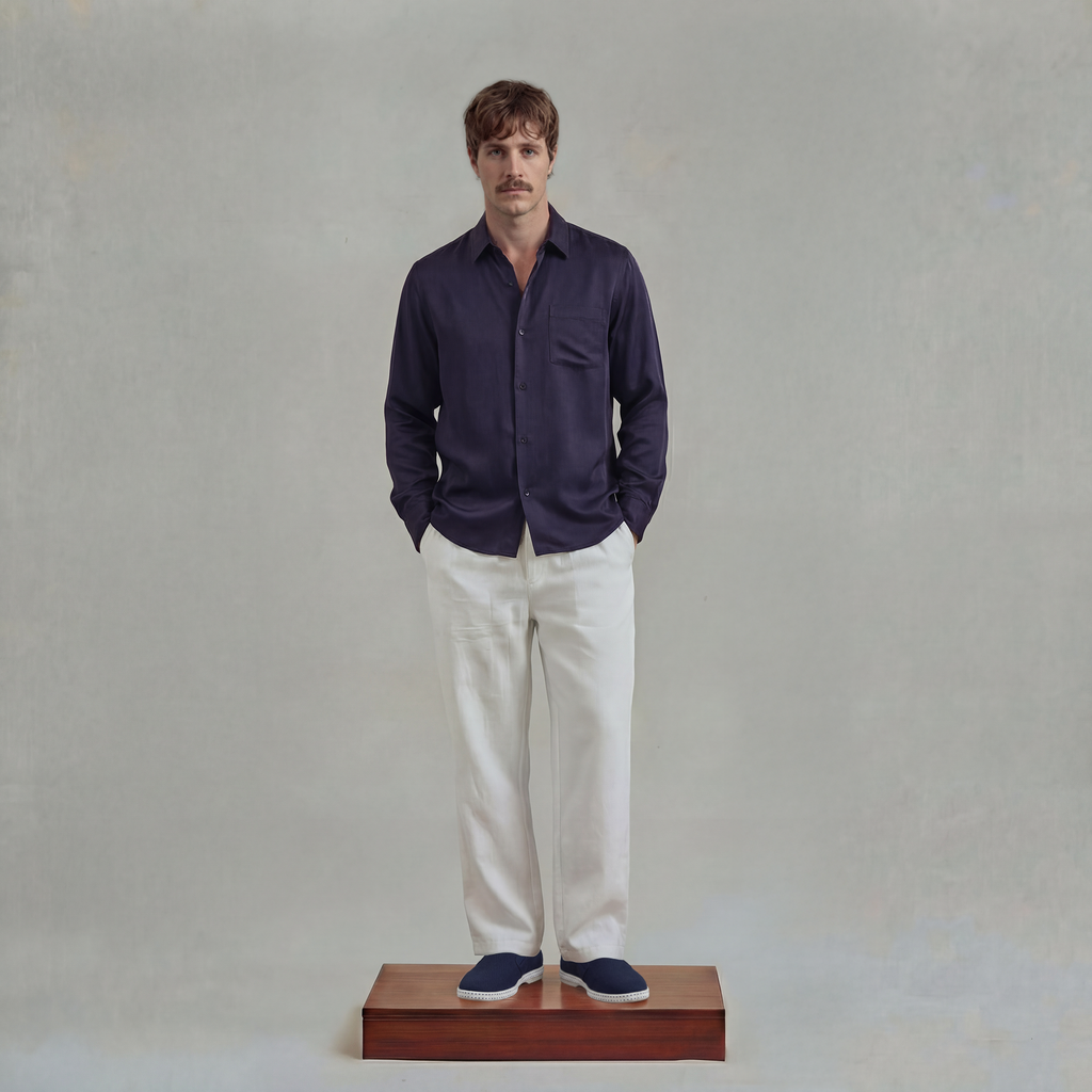 Chemise à manches longues en Tencel® avec poche