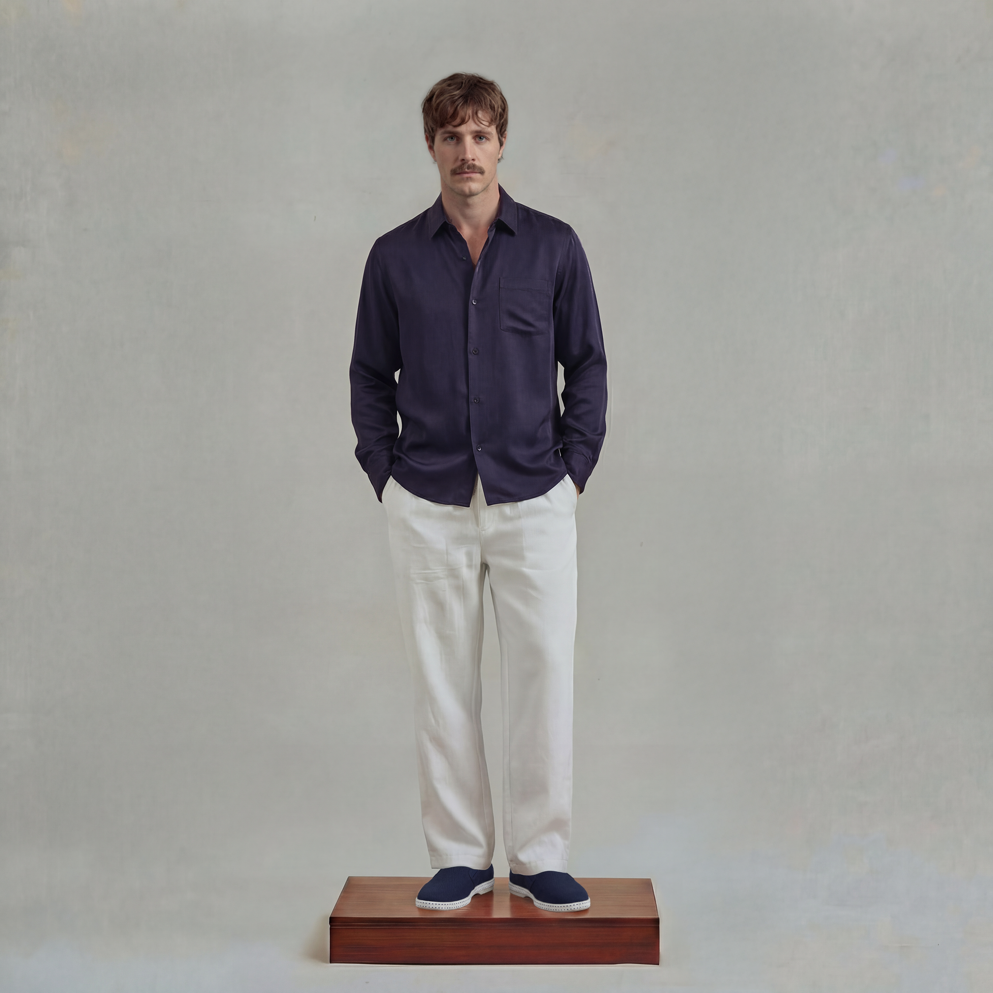 Long Sleeves Shirt in Tencel with chest pocket