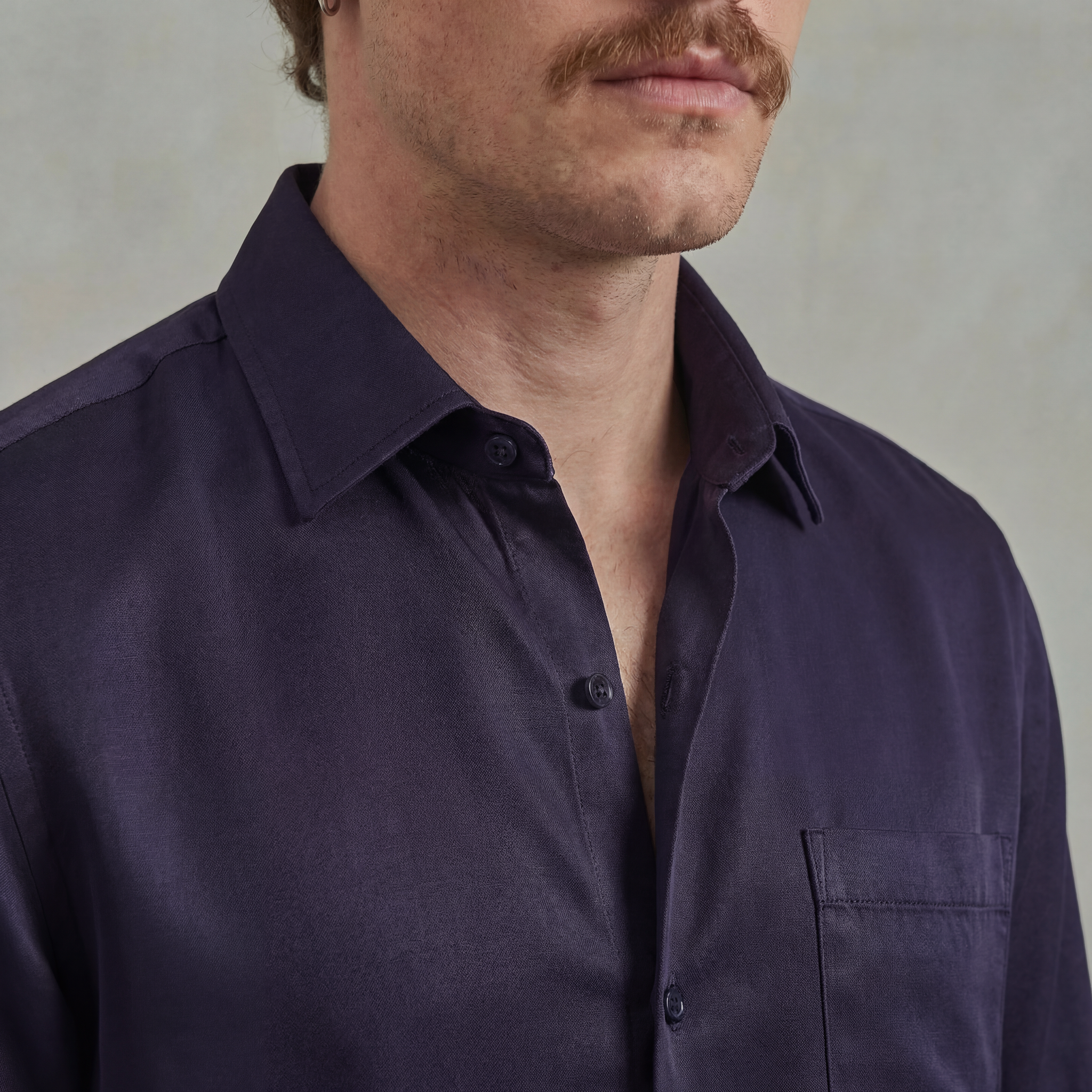 Long Sleeves Shirt in Tencel with chest pocket