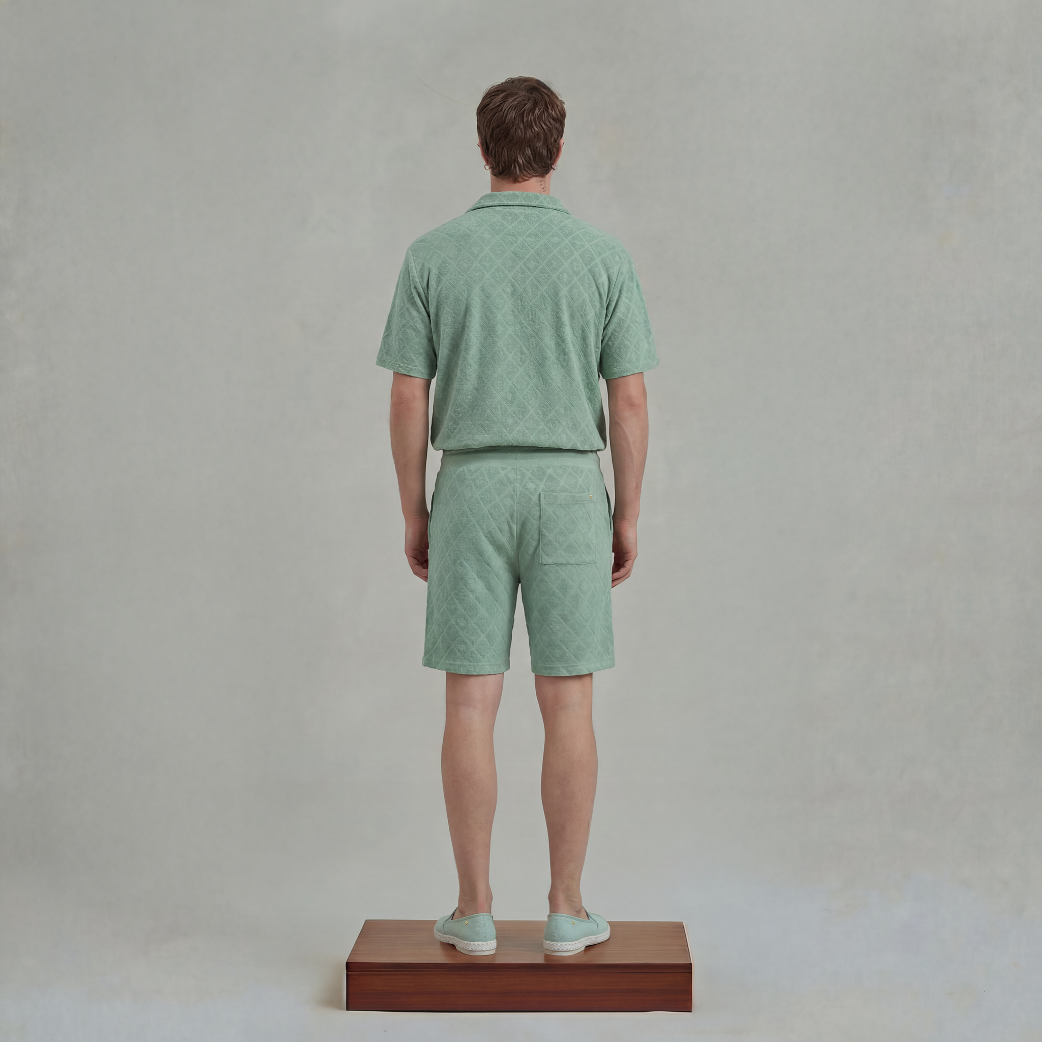 Straight Shorts in Fancy Jacquard Terry with drawstring