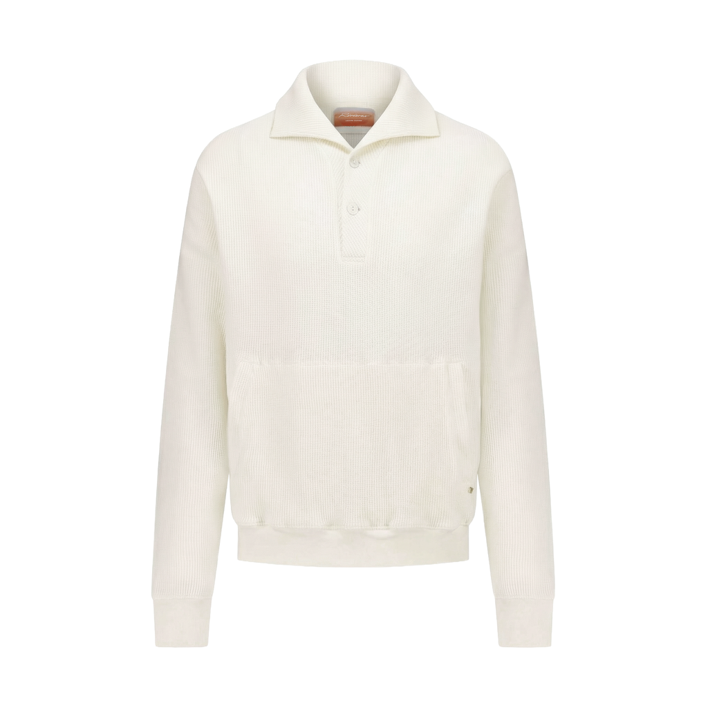 Button-down Sweatshirt in Honeycomb Knitting with shark collar