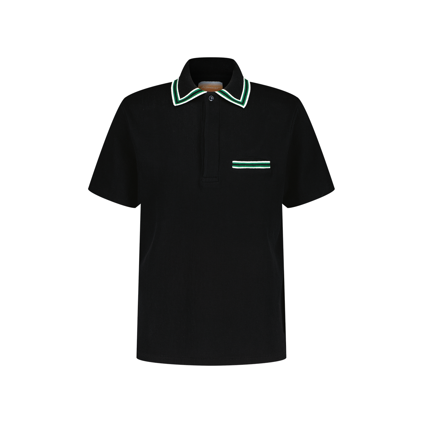 Polo à Col Jacquard Noir