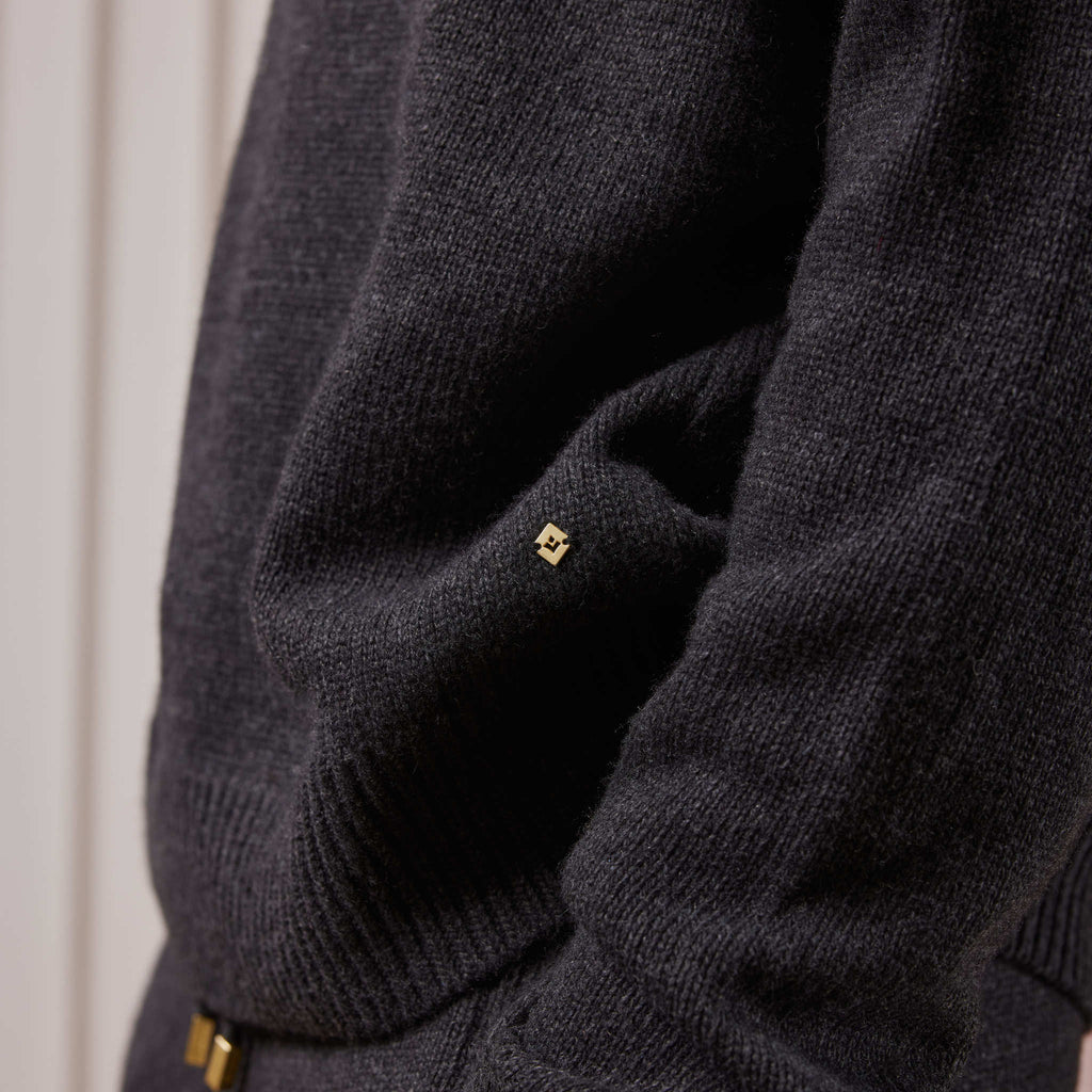 Pull Col Rond Maille Anthracite