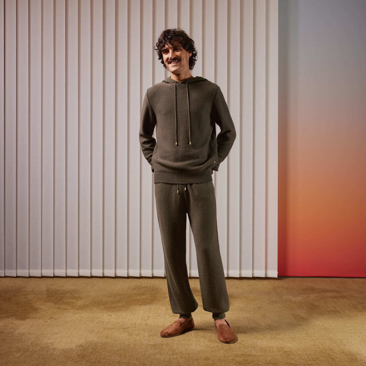 Hoodie Maille Kaki