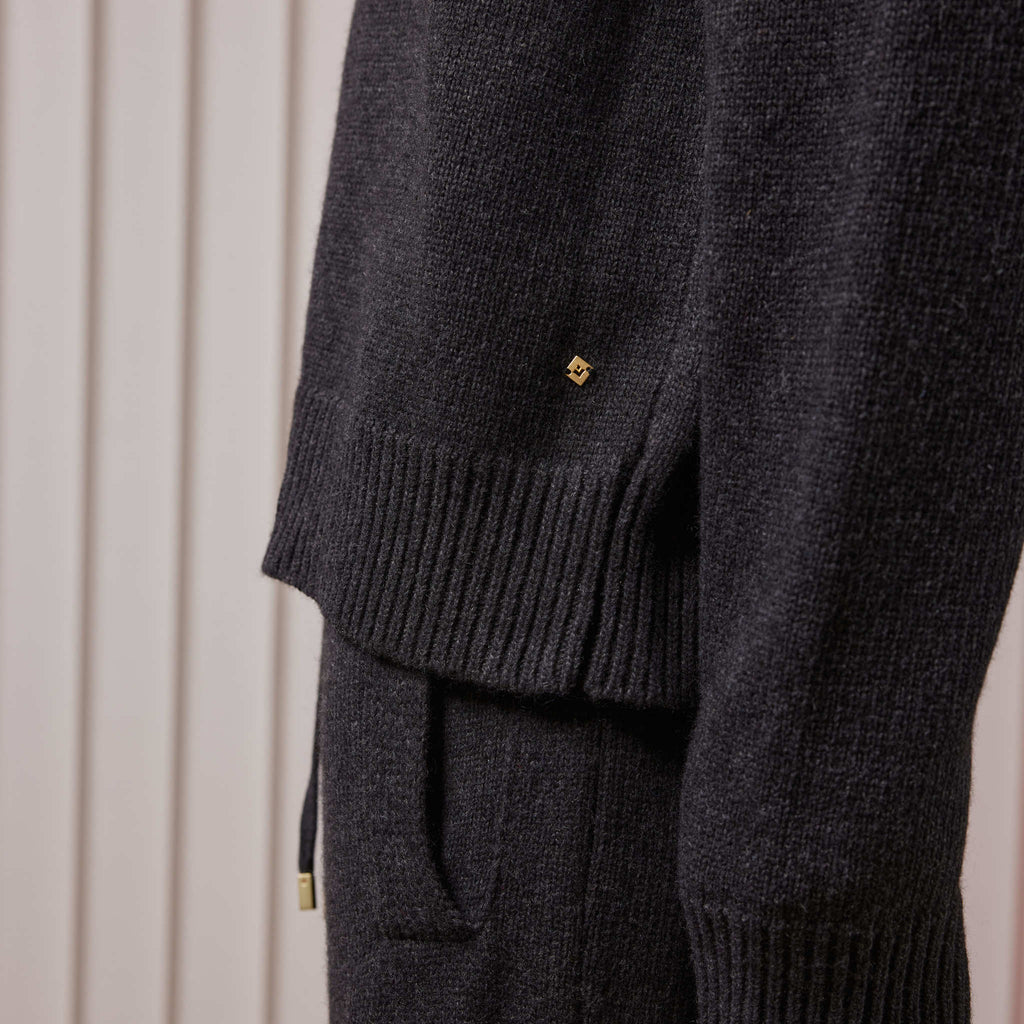 Pull Col Rond Maille Anthracite