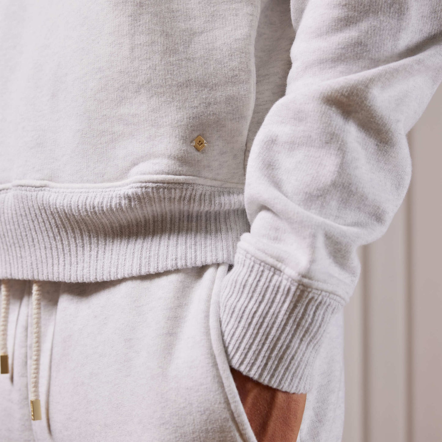 Grey Mottled Hooded Sweatshirt