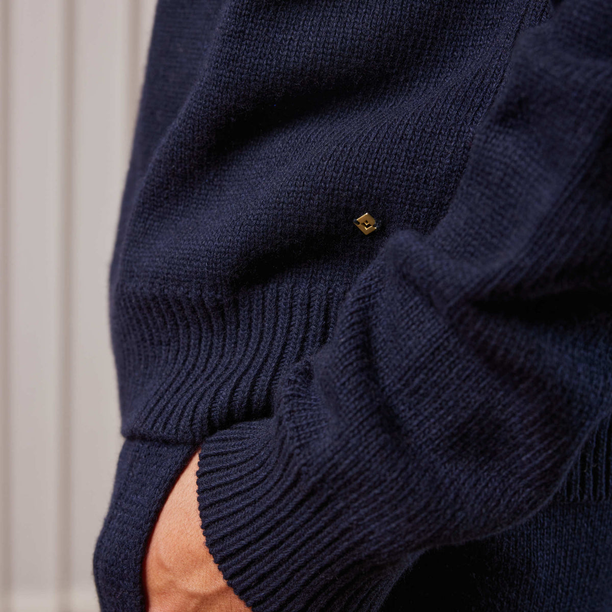 Pull Col Rond Maille Marine
