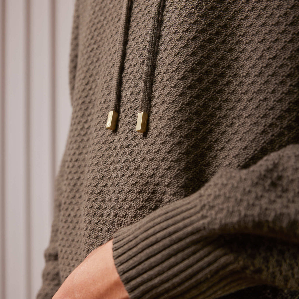 Khaki Knit Hoodie