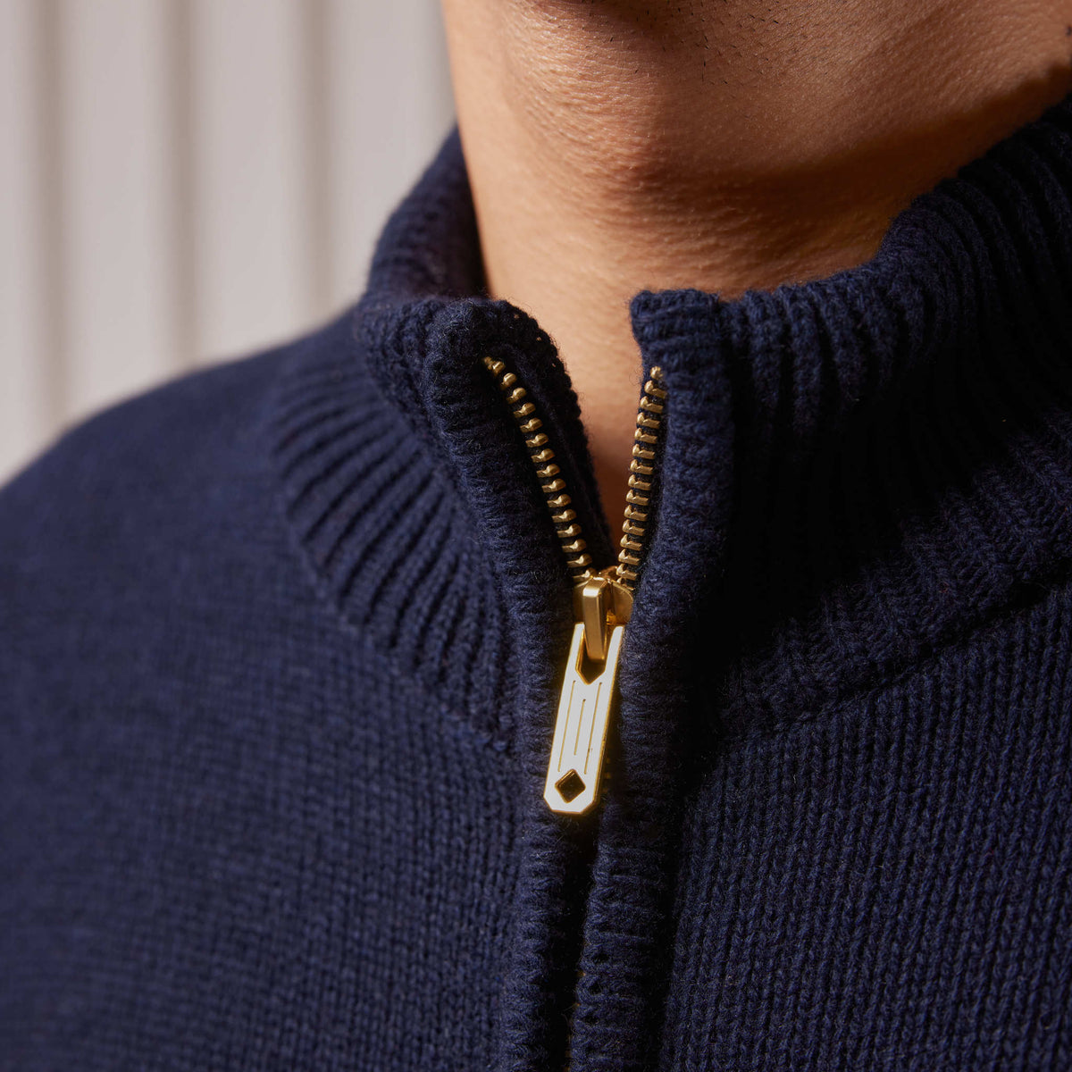 Pull Zip Maille Marine