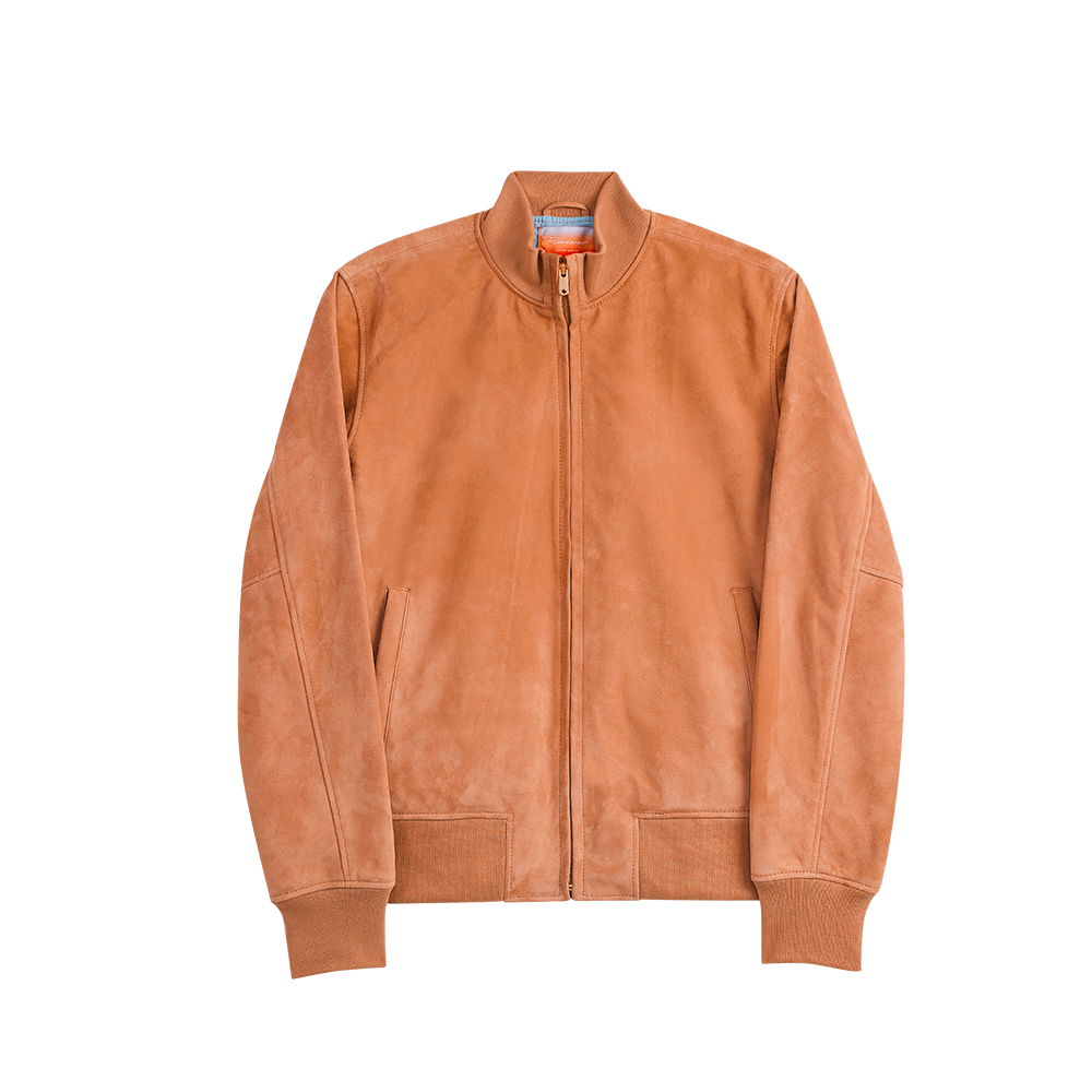 Blouson Cuir Zippé Beige