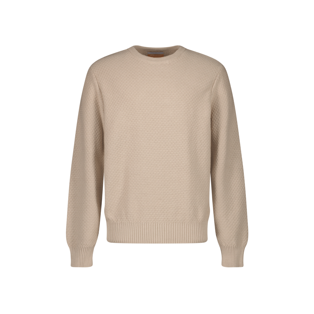 Pull Col Rond Maille Camel